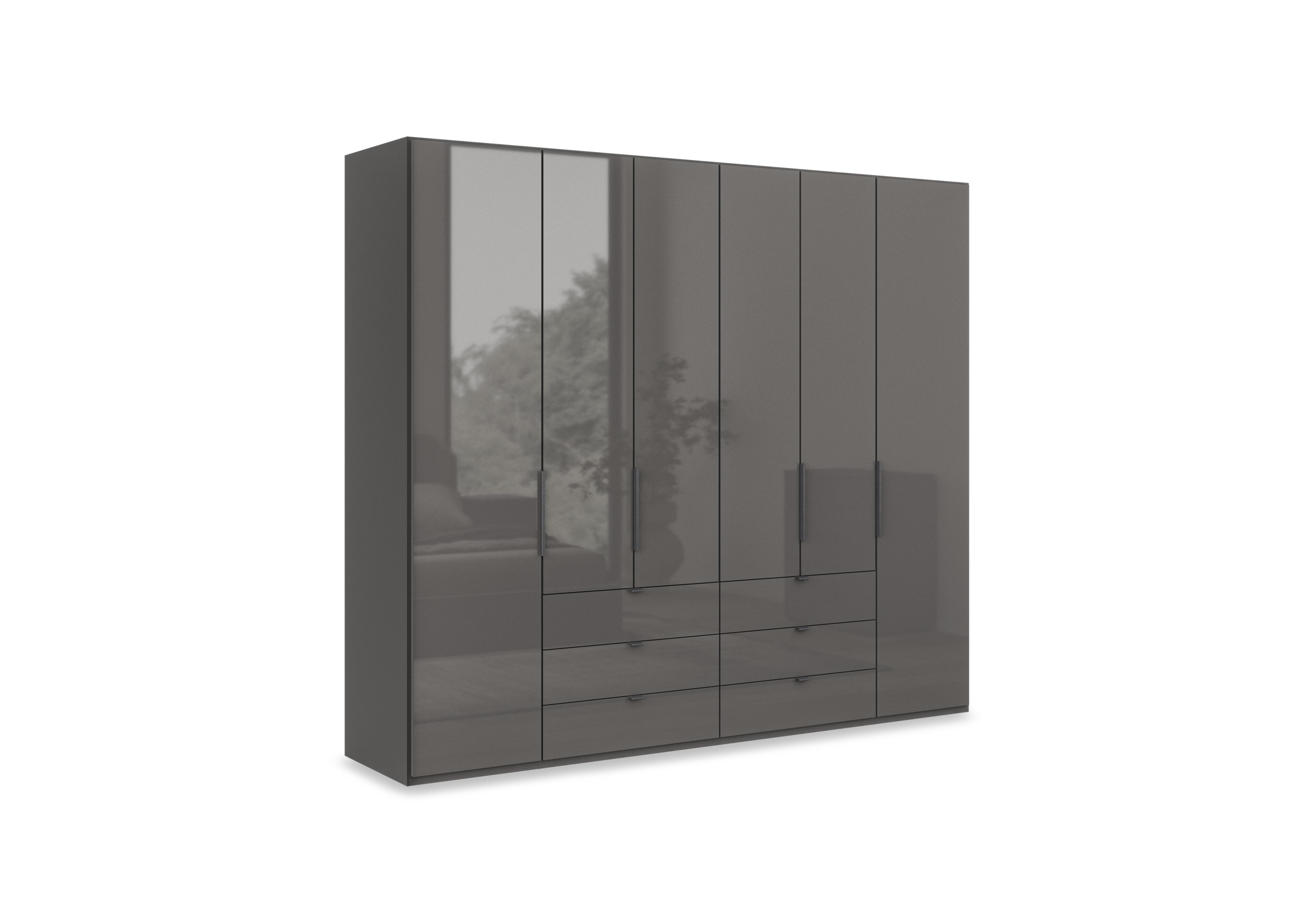 Amara 250cm 6 Door Combi Wardrobe with Glass Doors and Drawers in  on Furniture Village