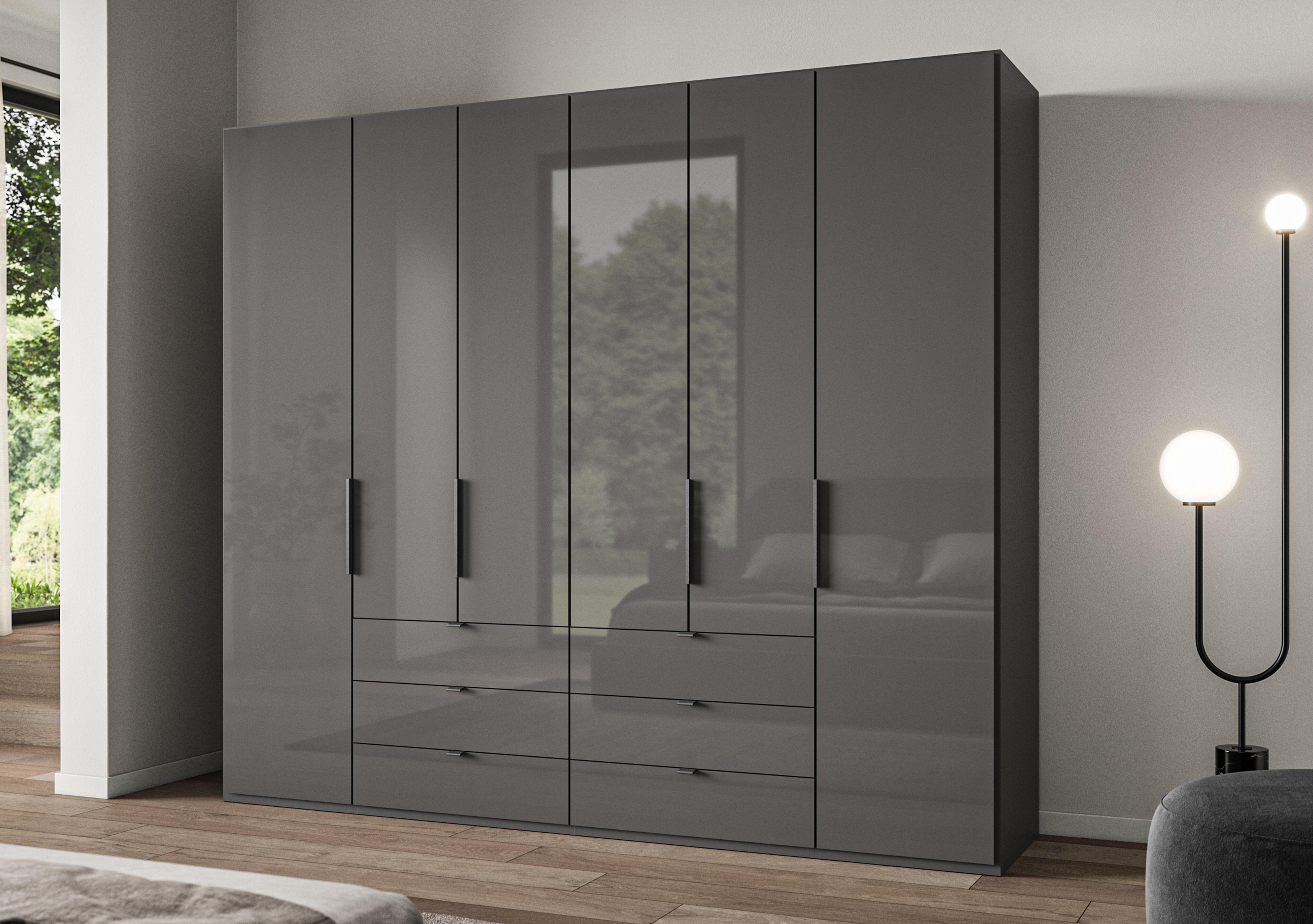 Amara 250cm 6 Door Combi Wardrobe with Glass Doors and Drawers in  on Furniture Village