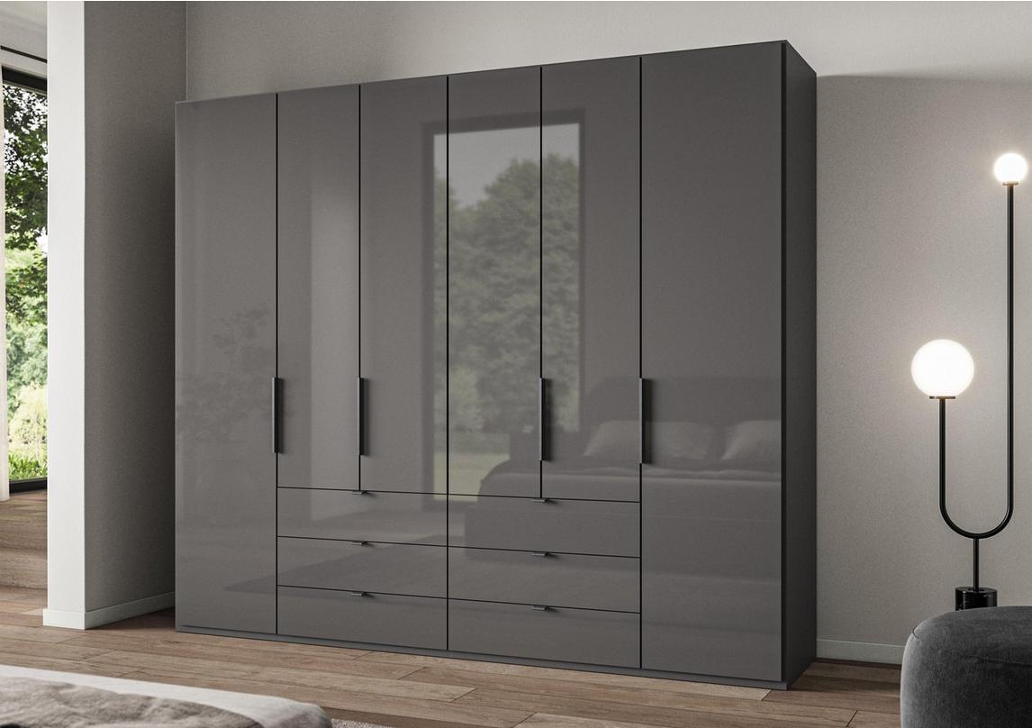 Amara 250cm 6 Door Combi Wardrobe with Glass Doors and Drawers