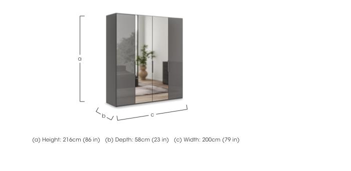 Amara 200cm 4 Door Hinged Wardrobe with 2 Glass Doors and 2 Mirror Doors in  on Furniture Village