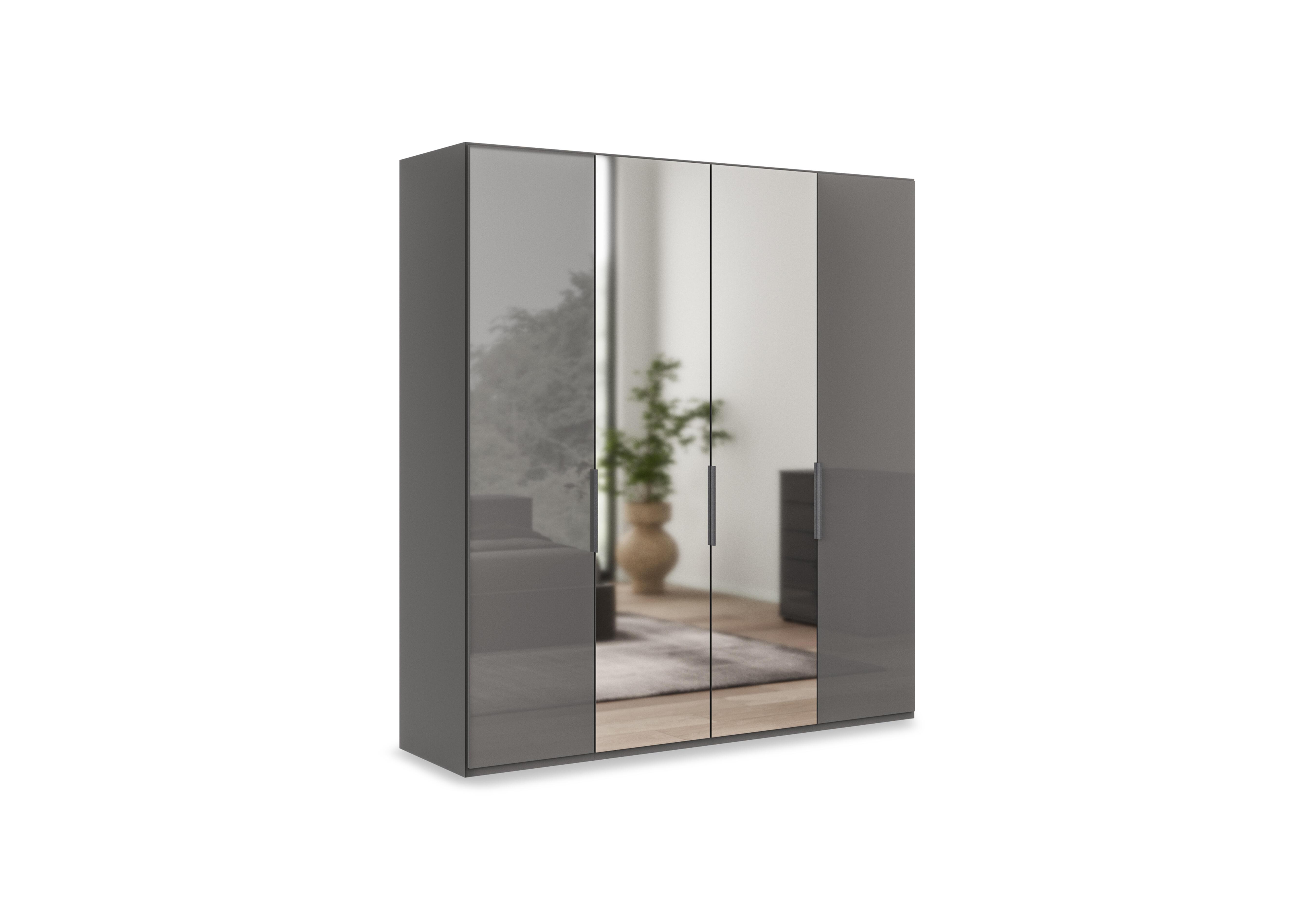 Amara 200cm 4 Door Hinged Wardrobe with 2 Glass Doors and 2 Mirror Doors in Lava on Furniture Village