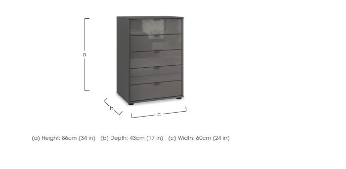 Amara 5 Drawer 60cm Glass Chest in  on Furniture Village