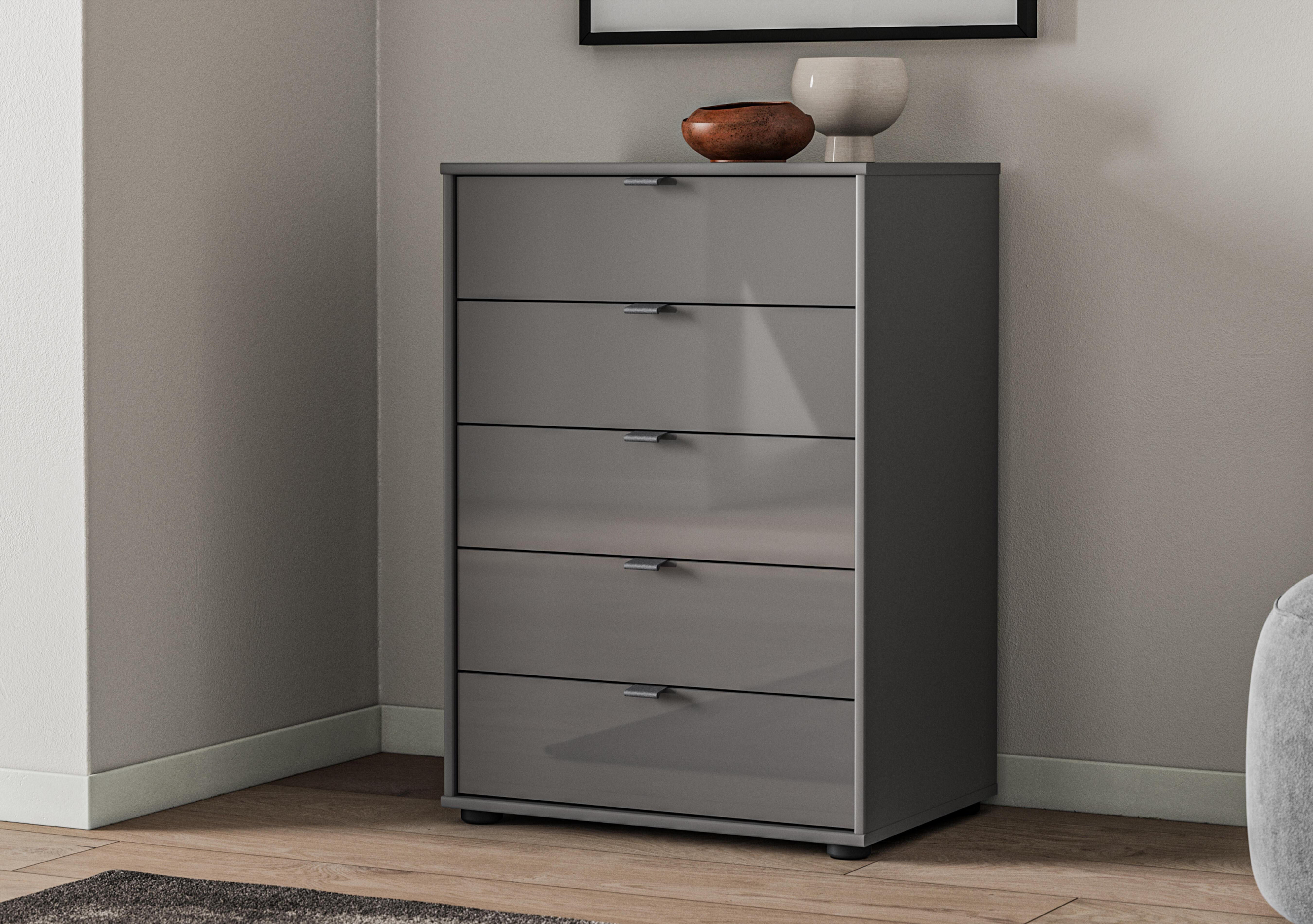 Amara 5 Drawer 60cm Glass Chest in  on Furniture Village