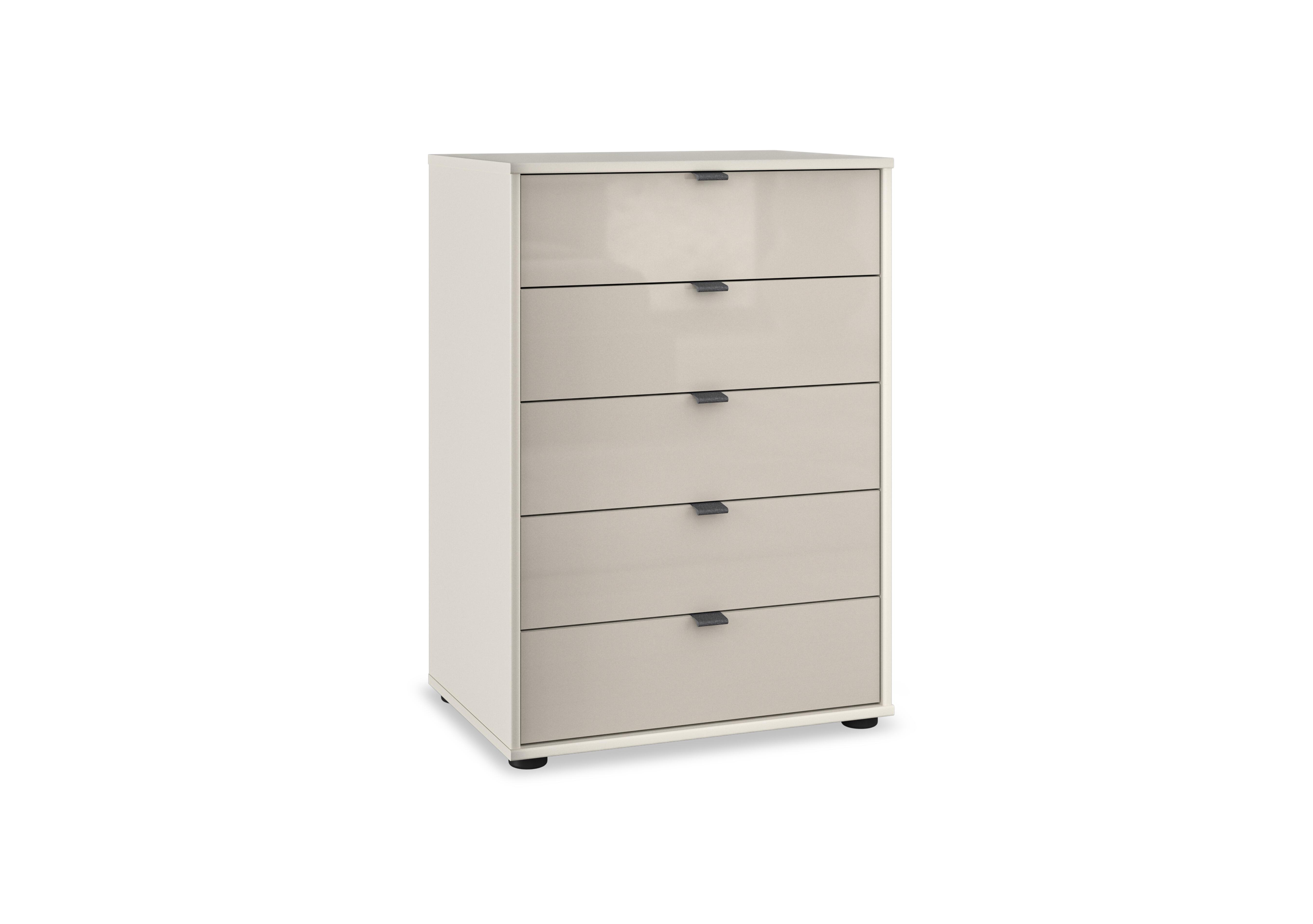Amara 5 Drawer 60cm Glass Chest in Champagne on Furniture Village