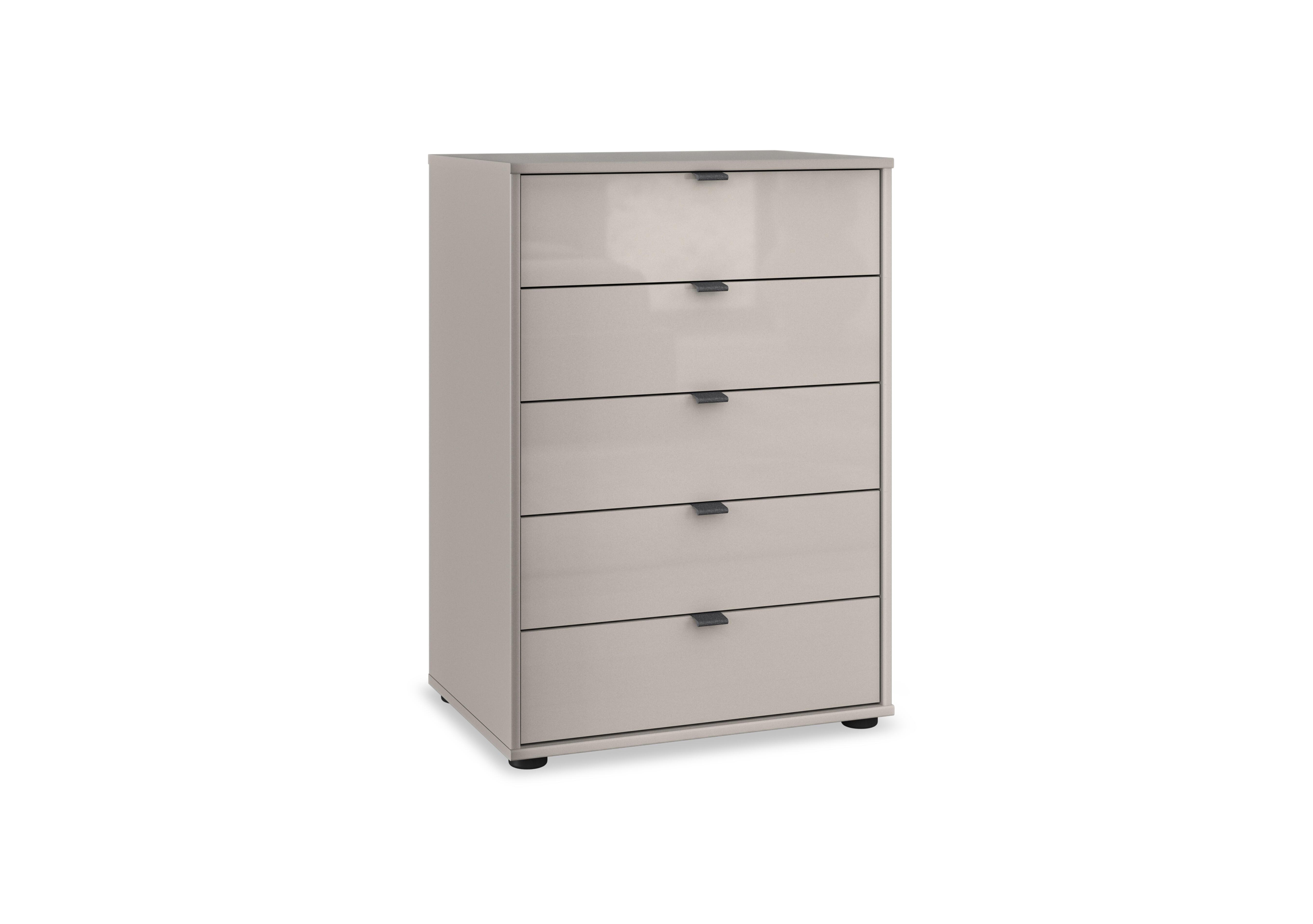 Amara 5 Drawer 60cm Glass Chest in Pebble Grey on Furniture Village
