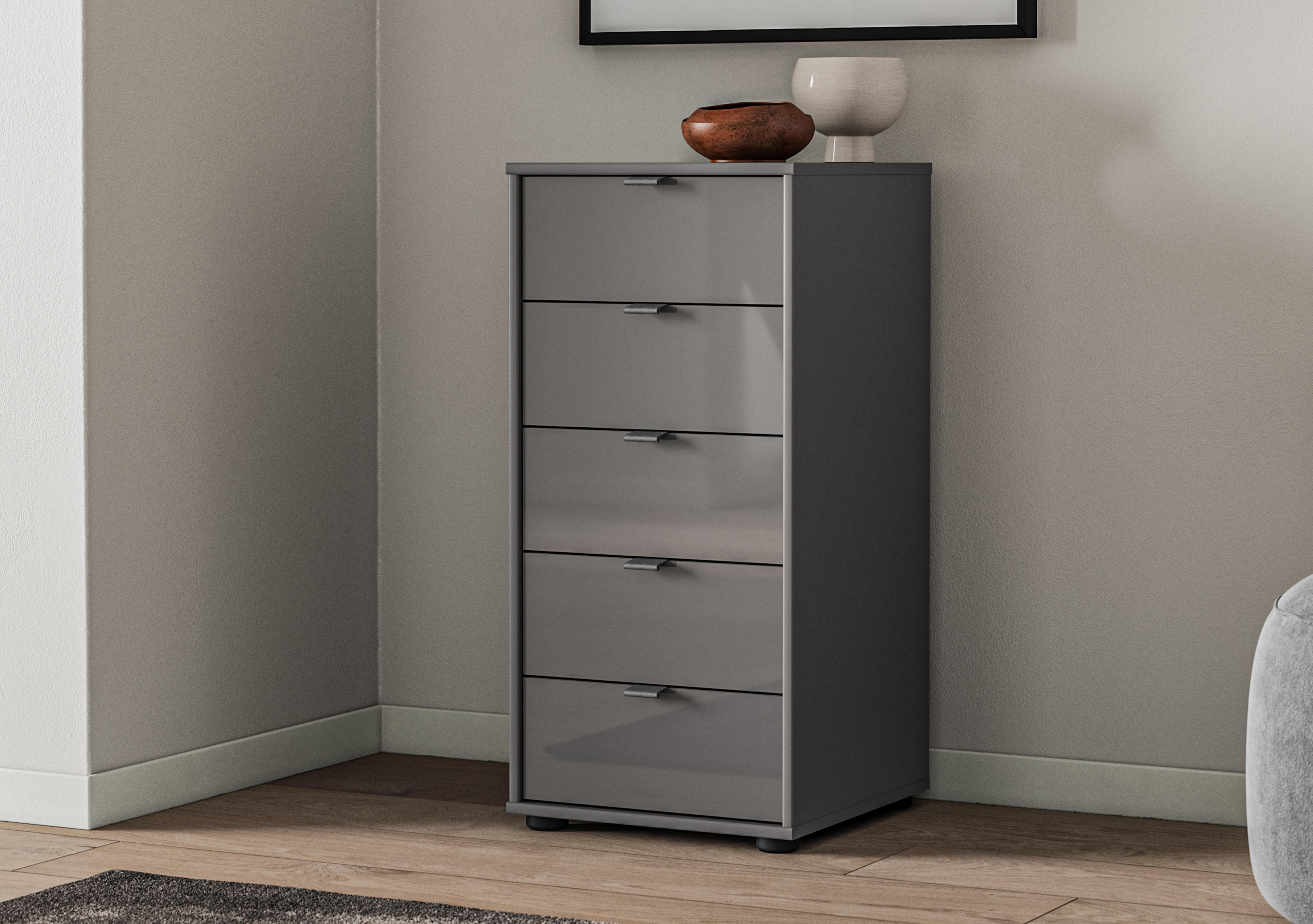 Amara 5 Drawer 40cm Glass Chest in  on Furniture Village