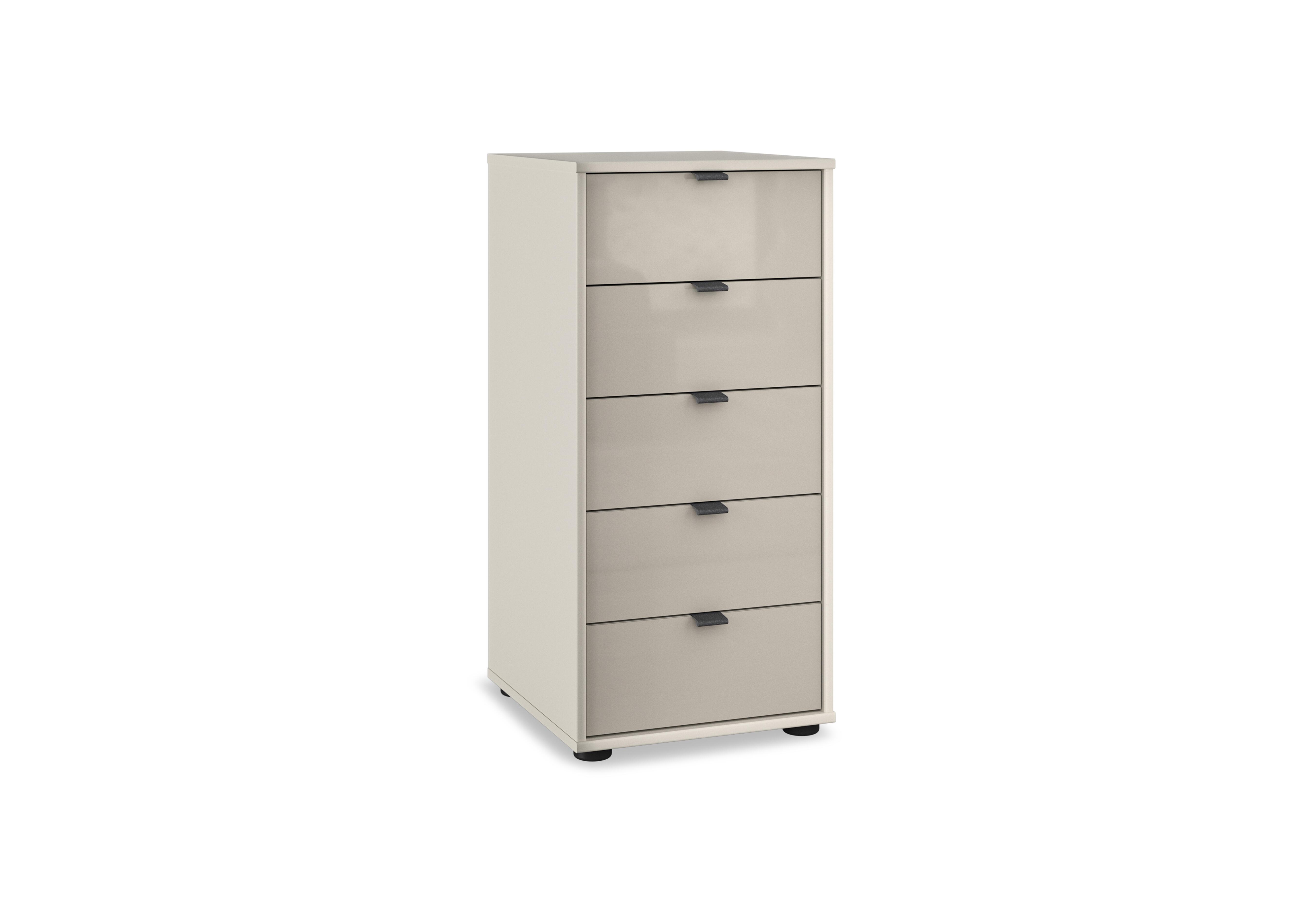 Amara 5 Drawer 40cm Glass Chest in Champagne on Furniture Village