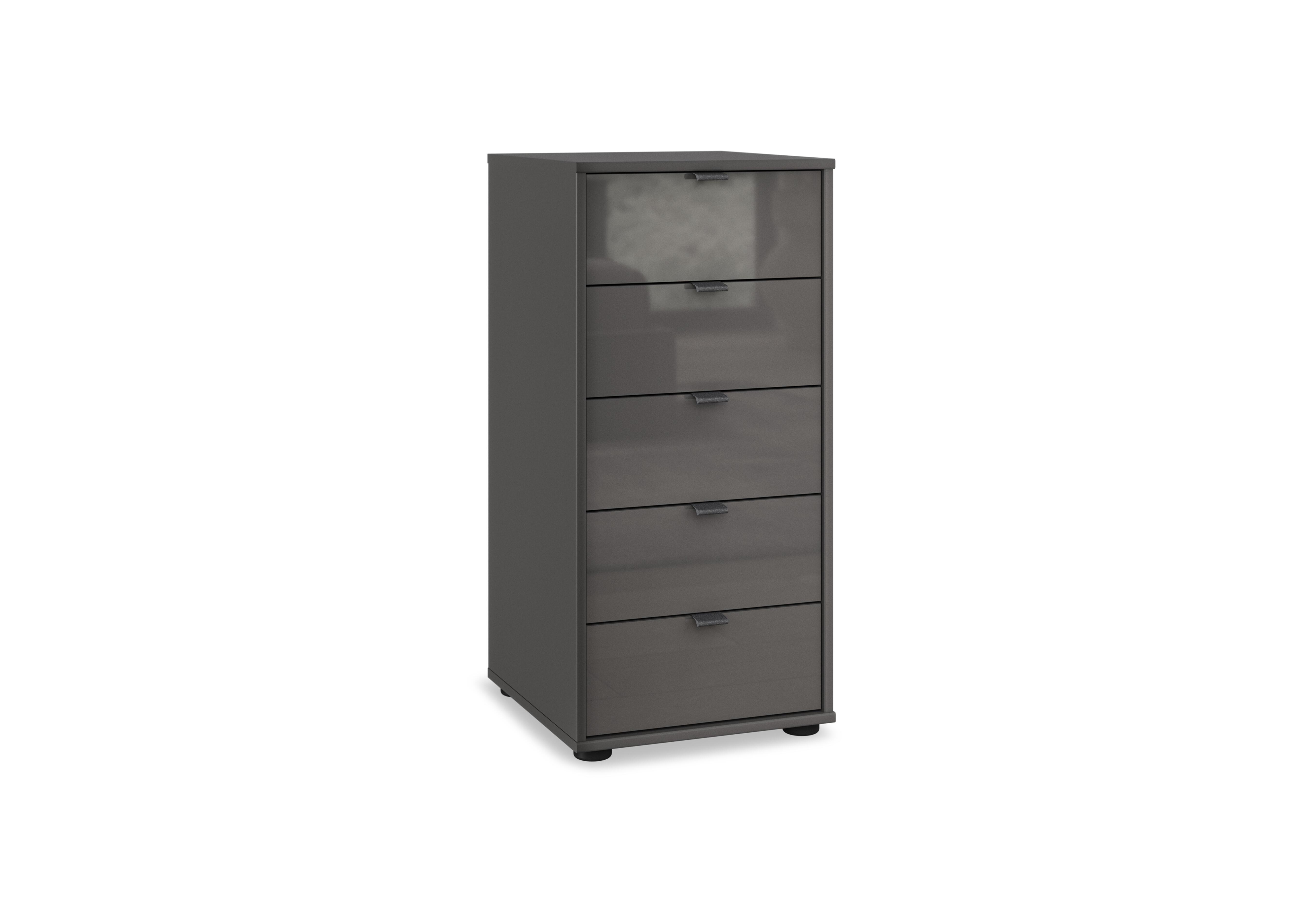 Amara 5 Drawer 40cm Glass Chest in Lava on Furniture Village