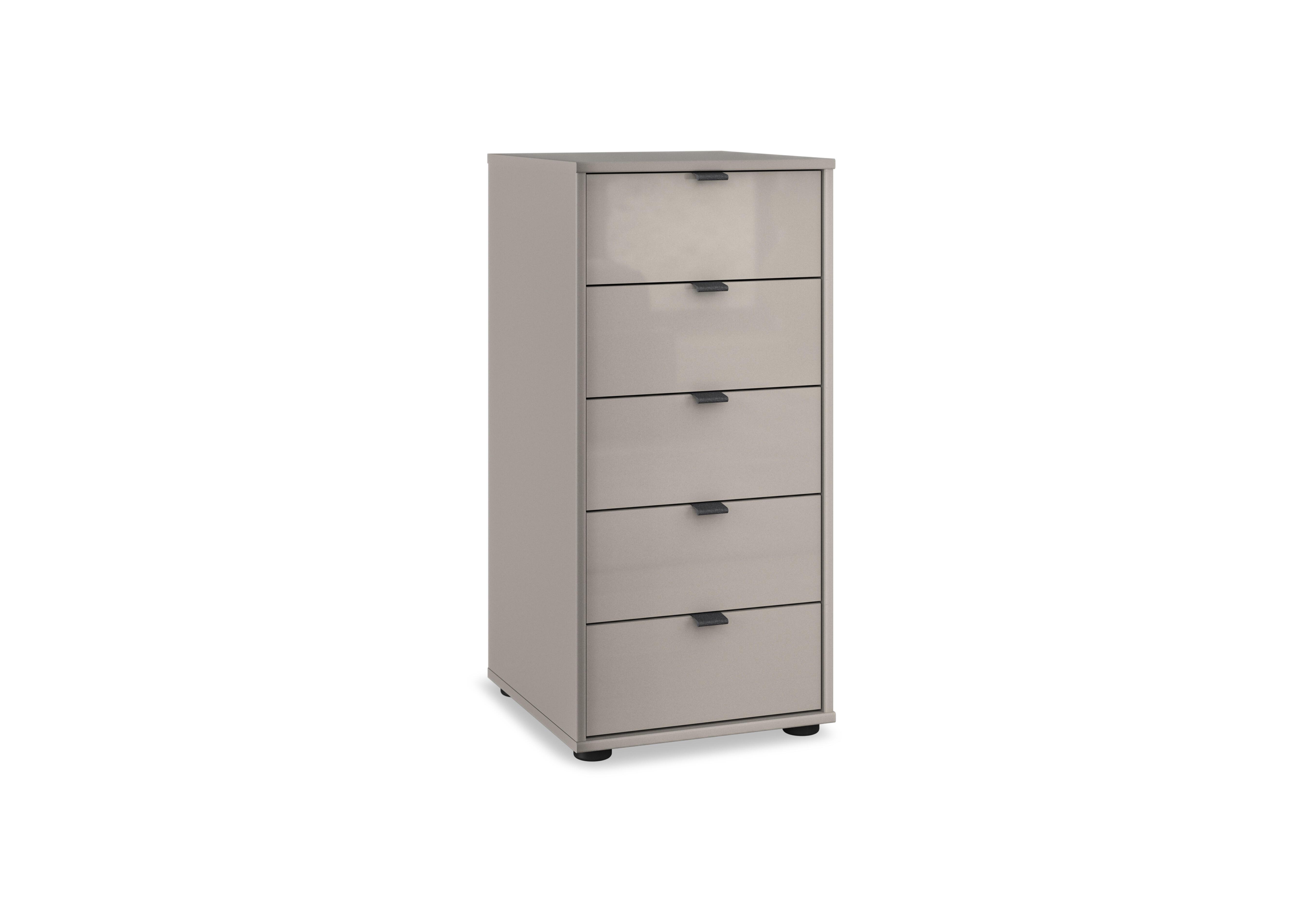 Amara 5 Drawer 40cm Glass Chest in Pebble Grey on Furniture Village