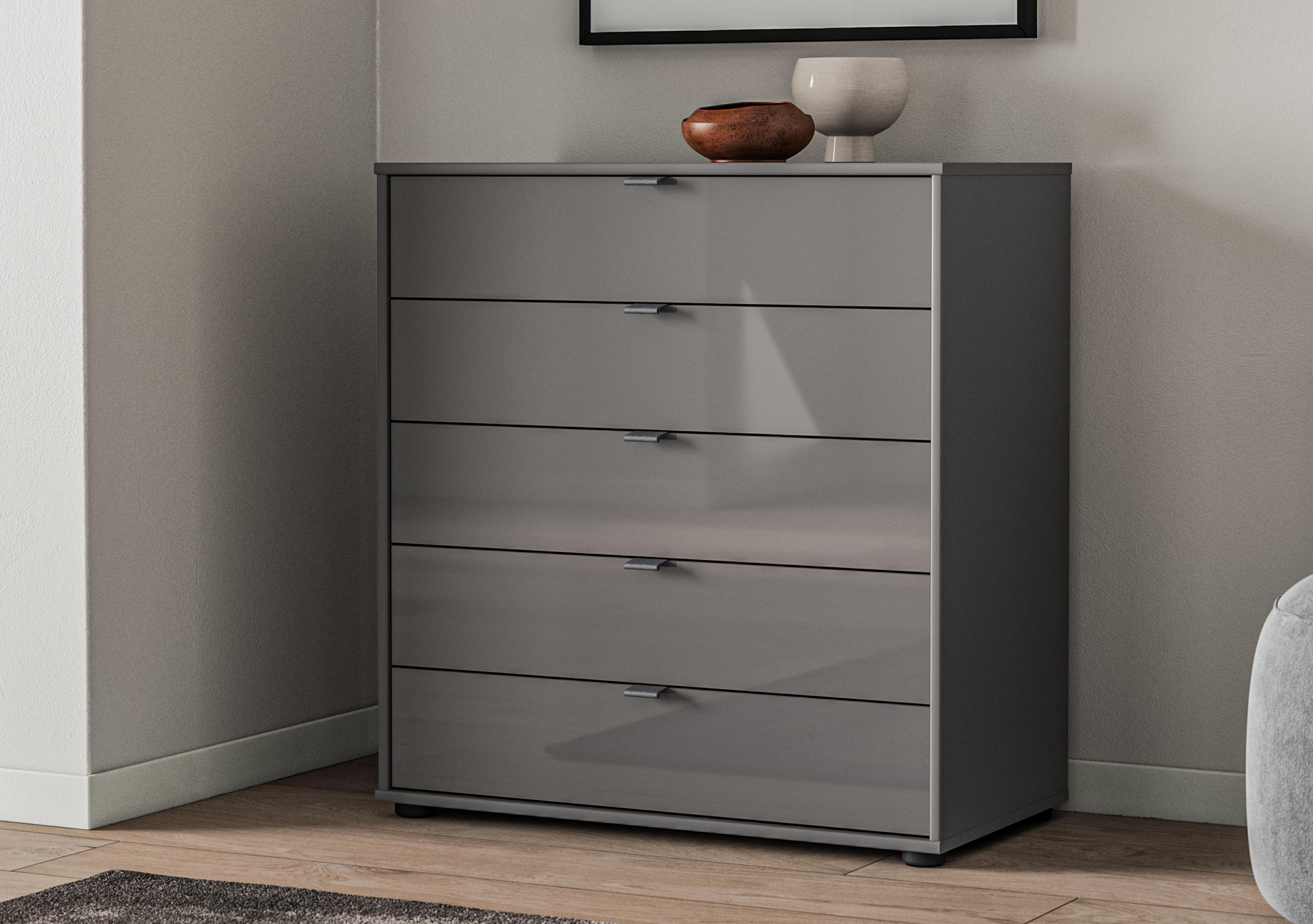 Amara 5 Drawer 80cm Glass Chest in  on Furniture Village
