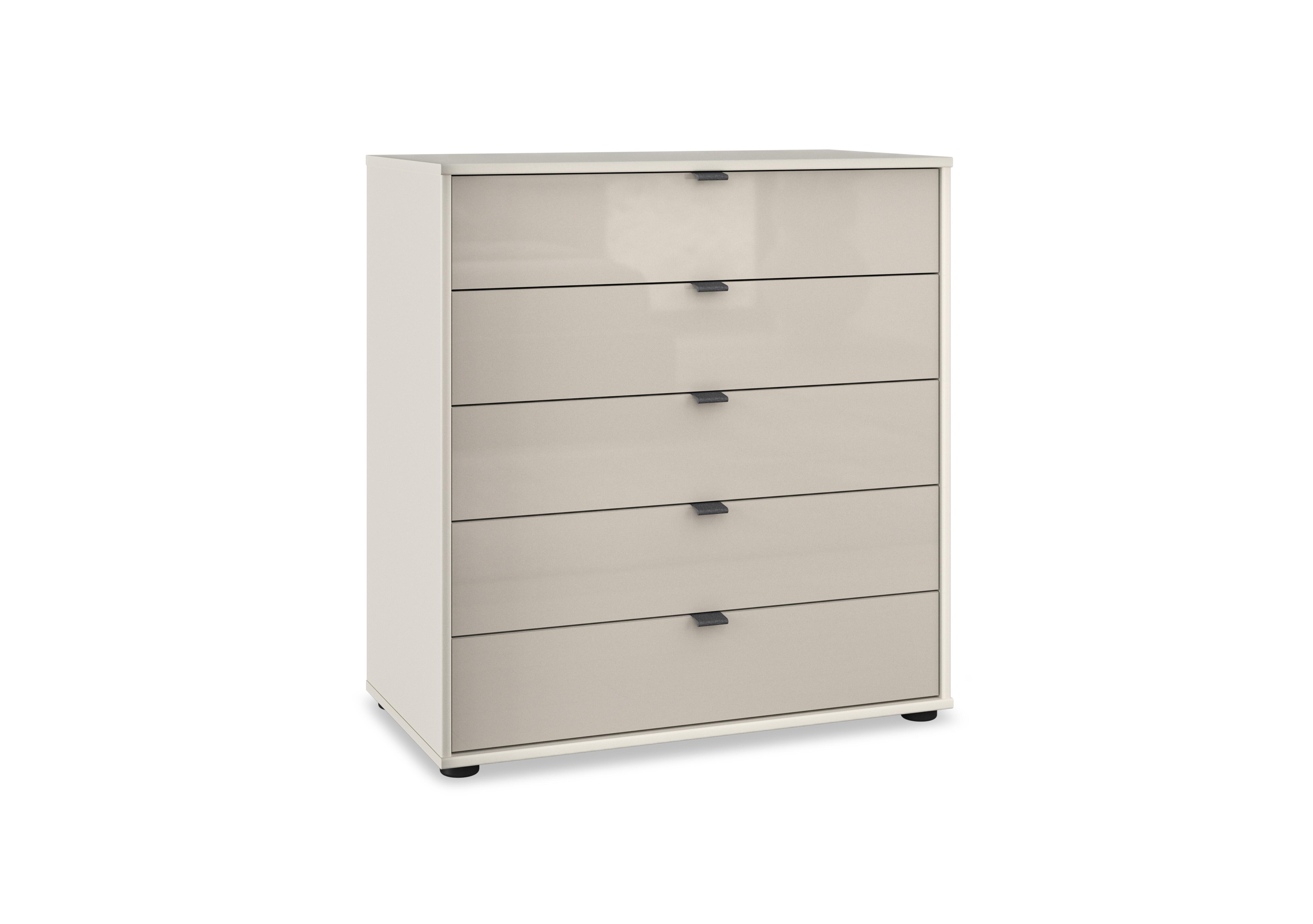 Amara 5 Drawer 80cm Glass Chest in Champagne on Furniture Village