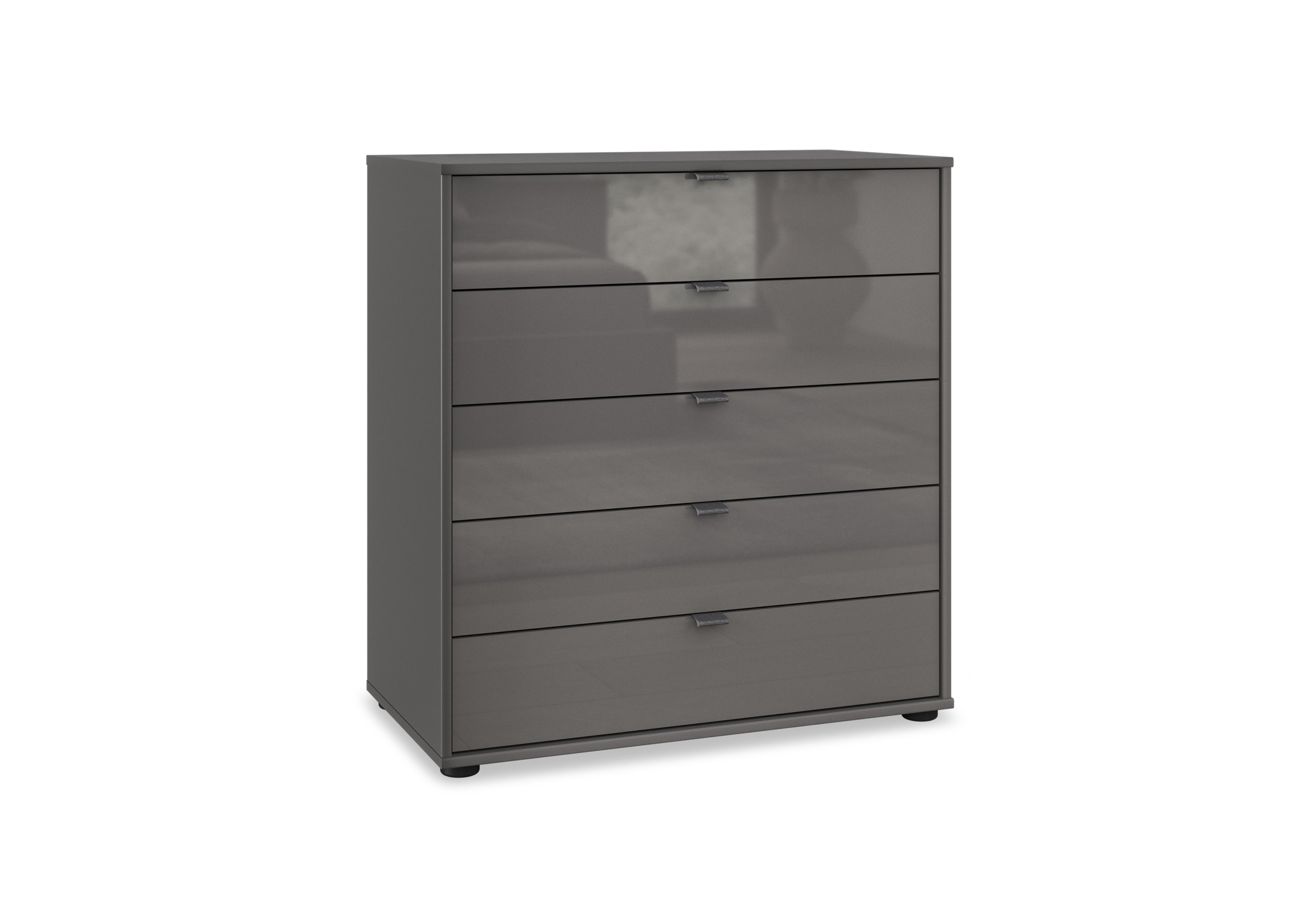 Amara 5 Drawer 80cm Glass Chest in Lava on Furniture Village