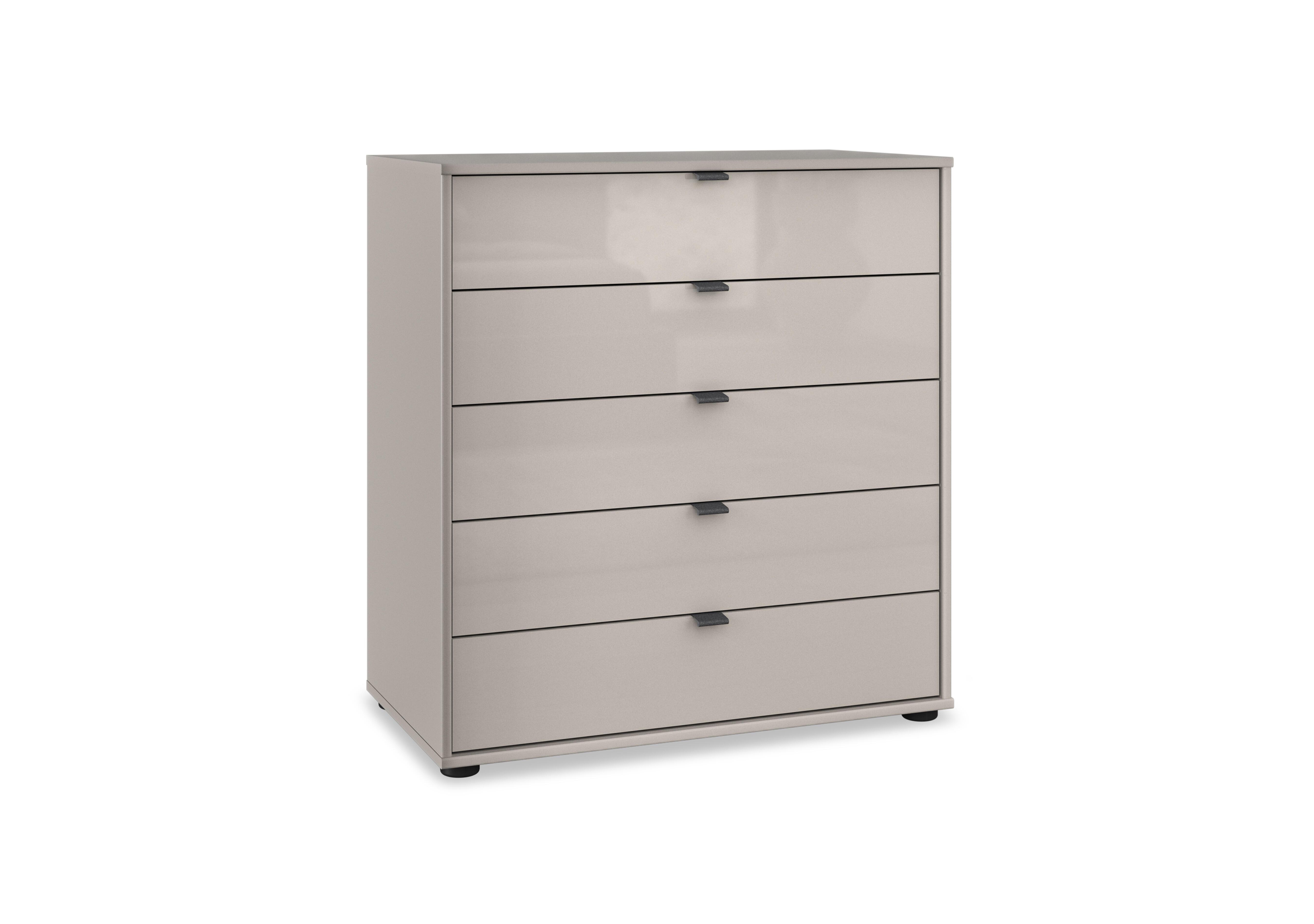 Amara 5 Drawer 80cm Glass Chest in Pebble Grey on Furniture Village