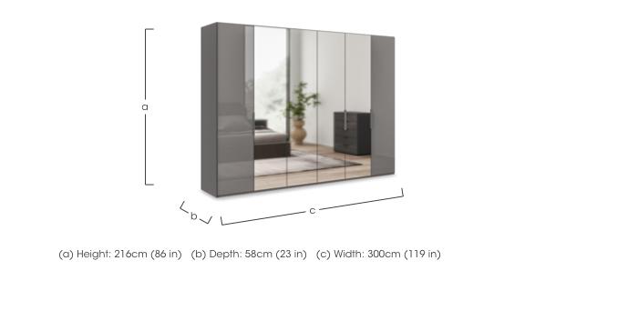 Amara 300cm 6 Door Bifold Wardrobe with 2 Glass Doors and 4 Mirror Doors in  on Furniture Village