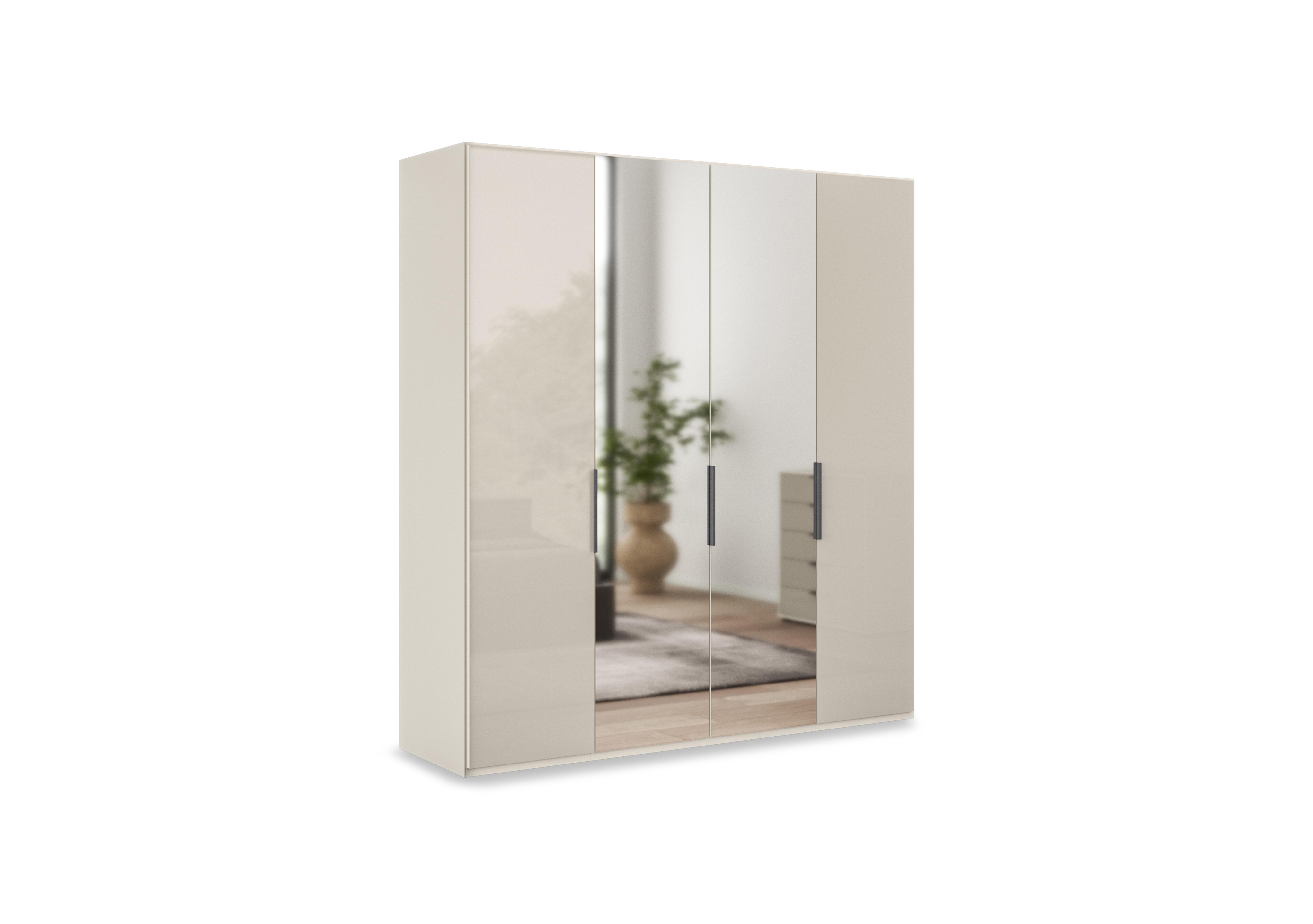 Amara 200cm 4 Door Bifold Wardrobe with 2 Glass Doors and 2 Mirror Doors in Champagne on Furniture Village