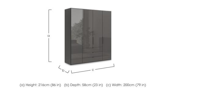 Amara 200cm 4 Door Bifold Combi Wardrobe with Glass Doors and Drawers in  on Furniture Village