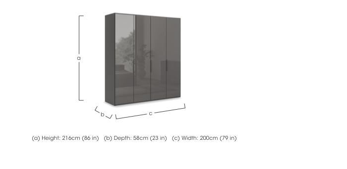 Amara 200cm 4 Door Hinged Wardrobe with Glass Doors in  on Furniture Village