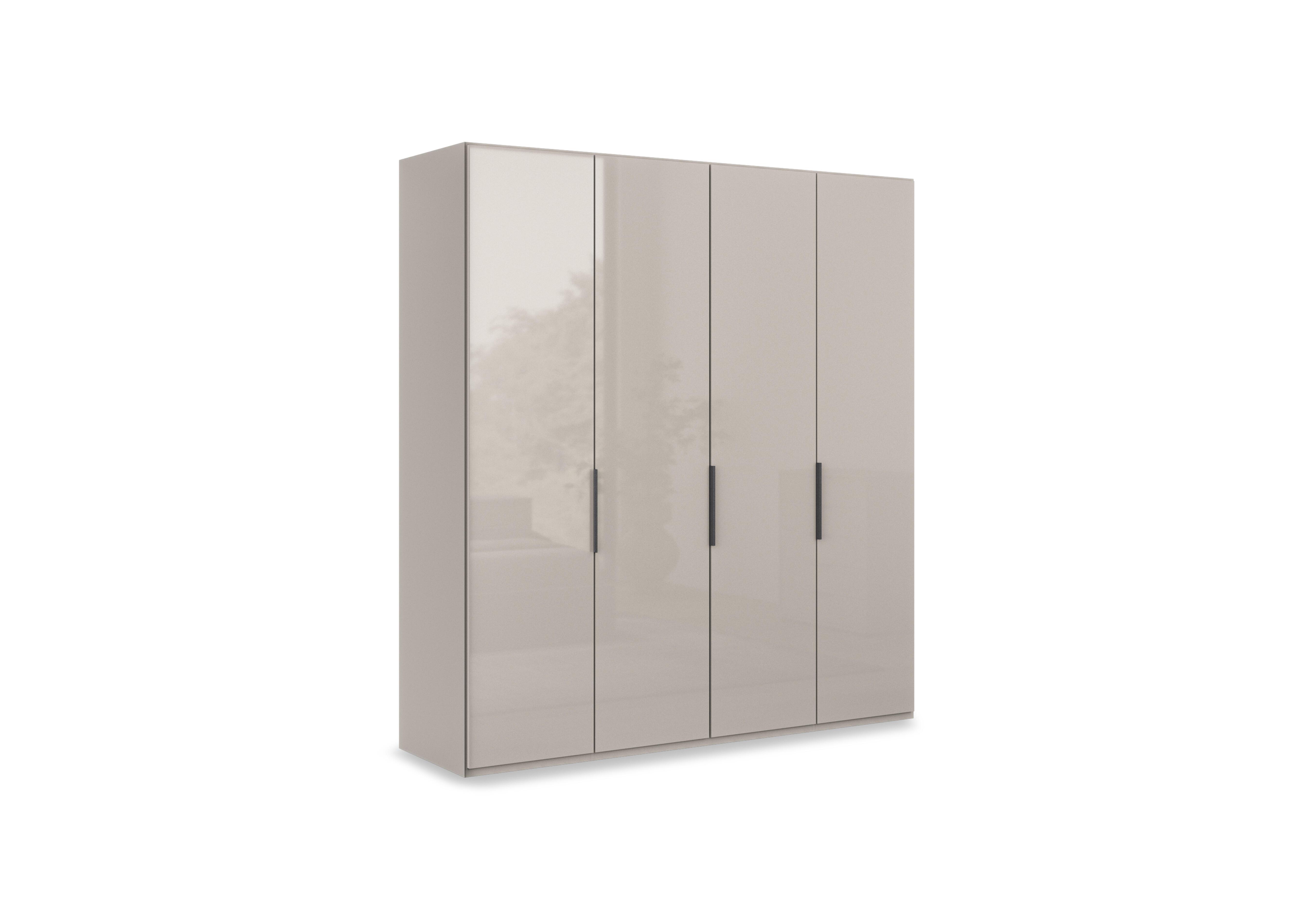 Amara 200cm 4 Door Hinged Wardrobe with Glass Doors in Pebble Grey on Furniture Village