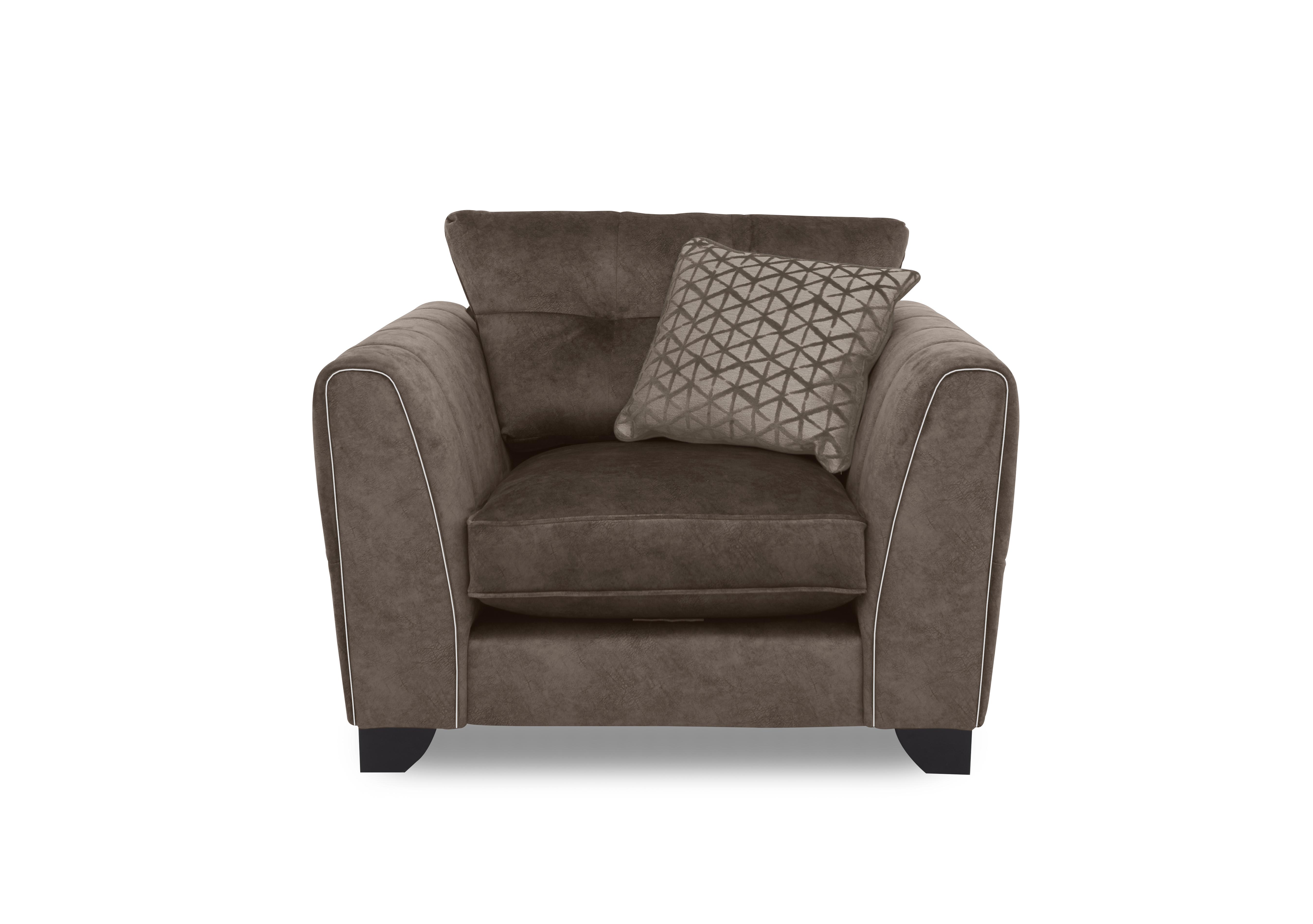 Mariah Classic Back Fabric Armchair in Dapple Chocolate-Tri Chrome on Furniture Village