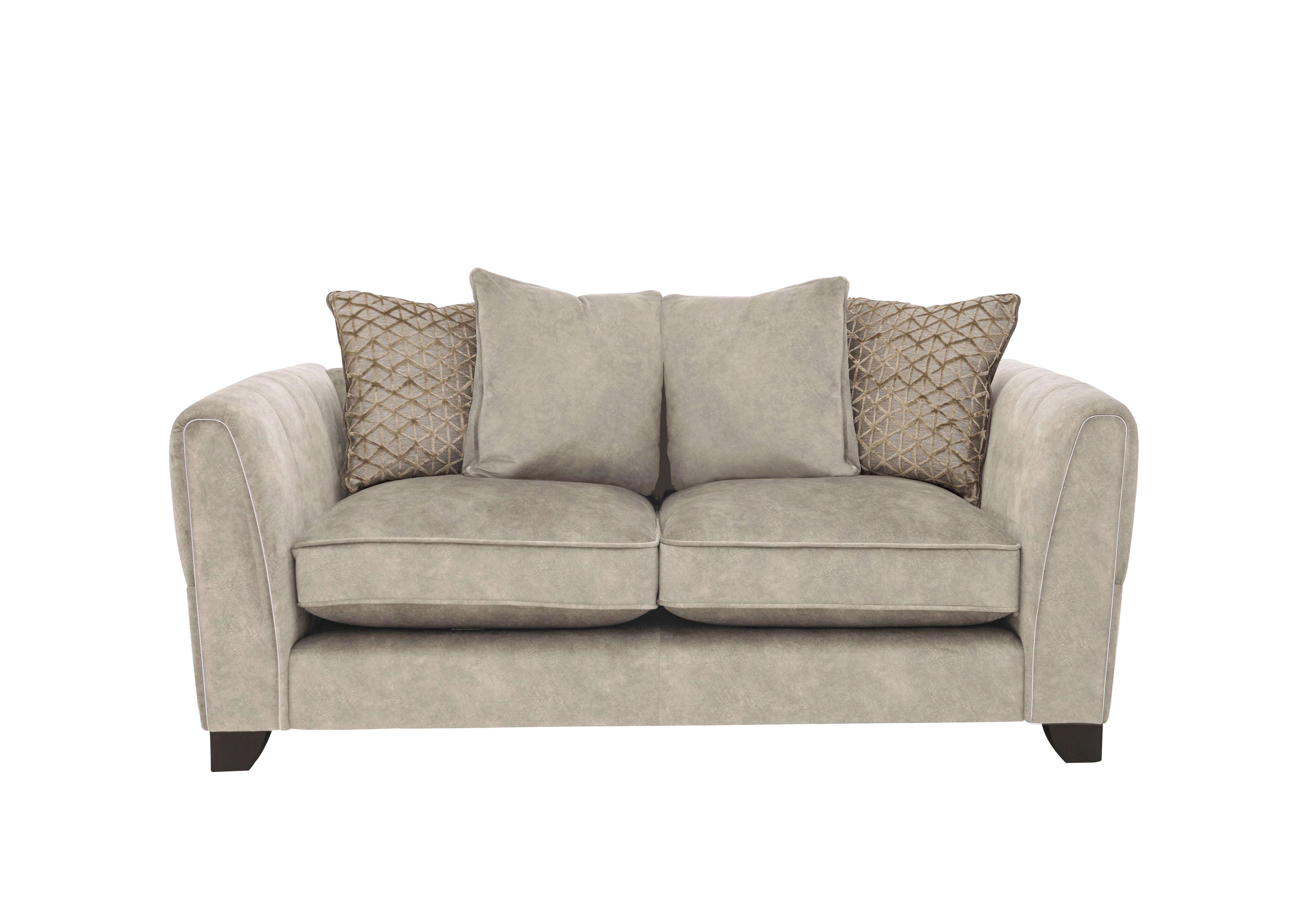 Mariah 2 Seater Fabric Scatter Back Sofa in Dapple Cream-Tri Chrome Insert on Furniture Village