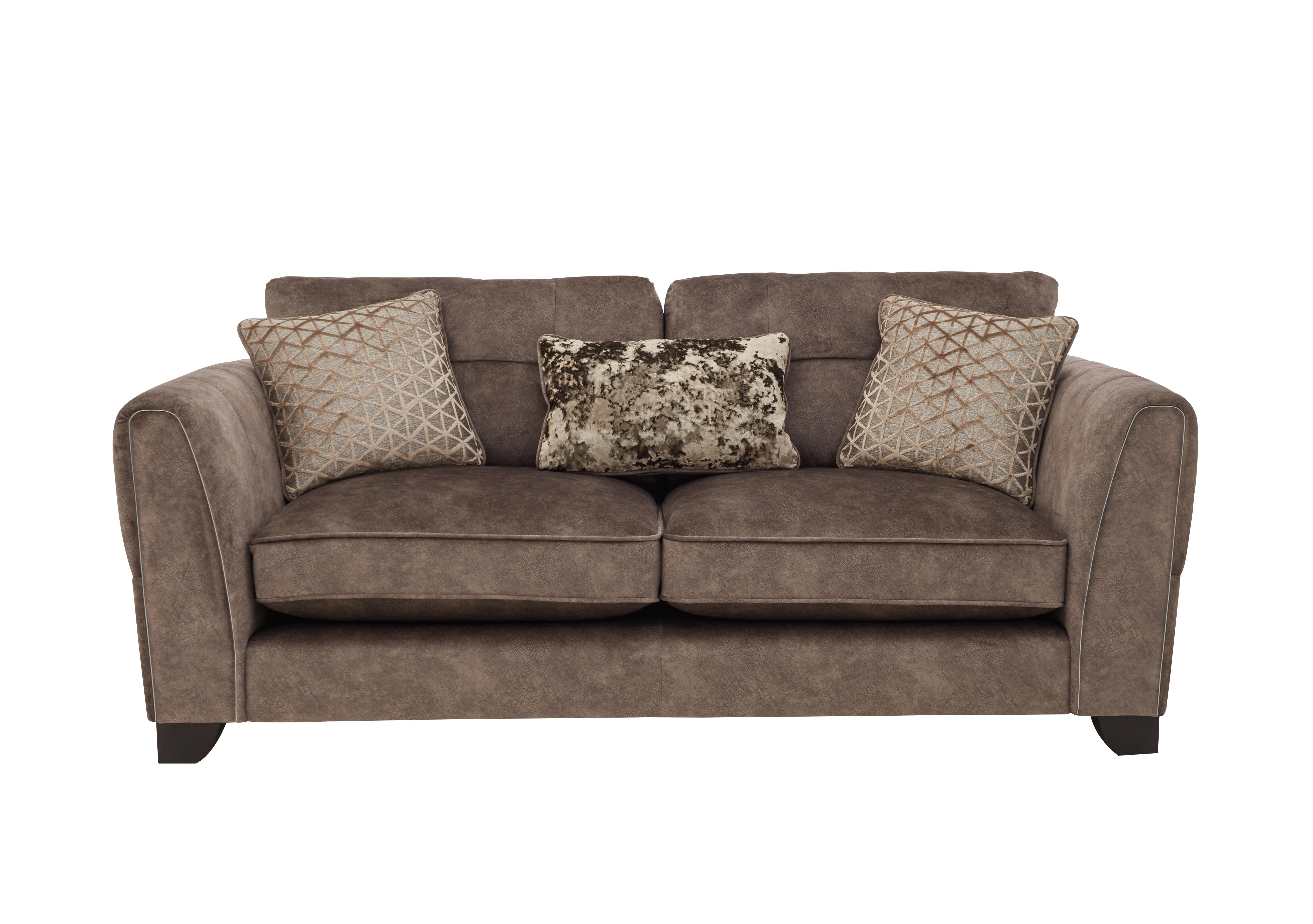 Mariah 3 Seater Fabric Classic Back Sofa in Dapple Chocolate-Tri Chrome on Furniture Village