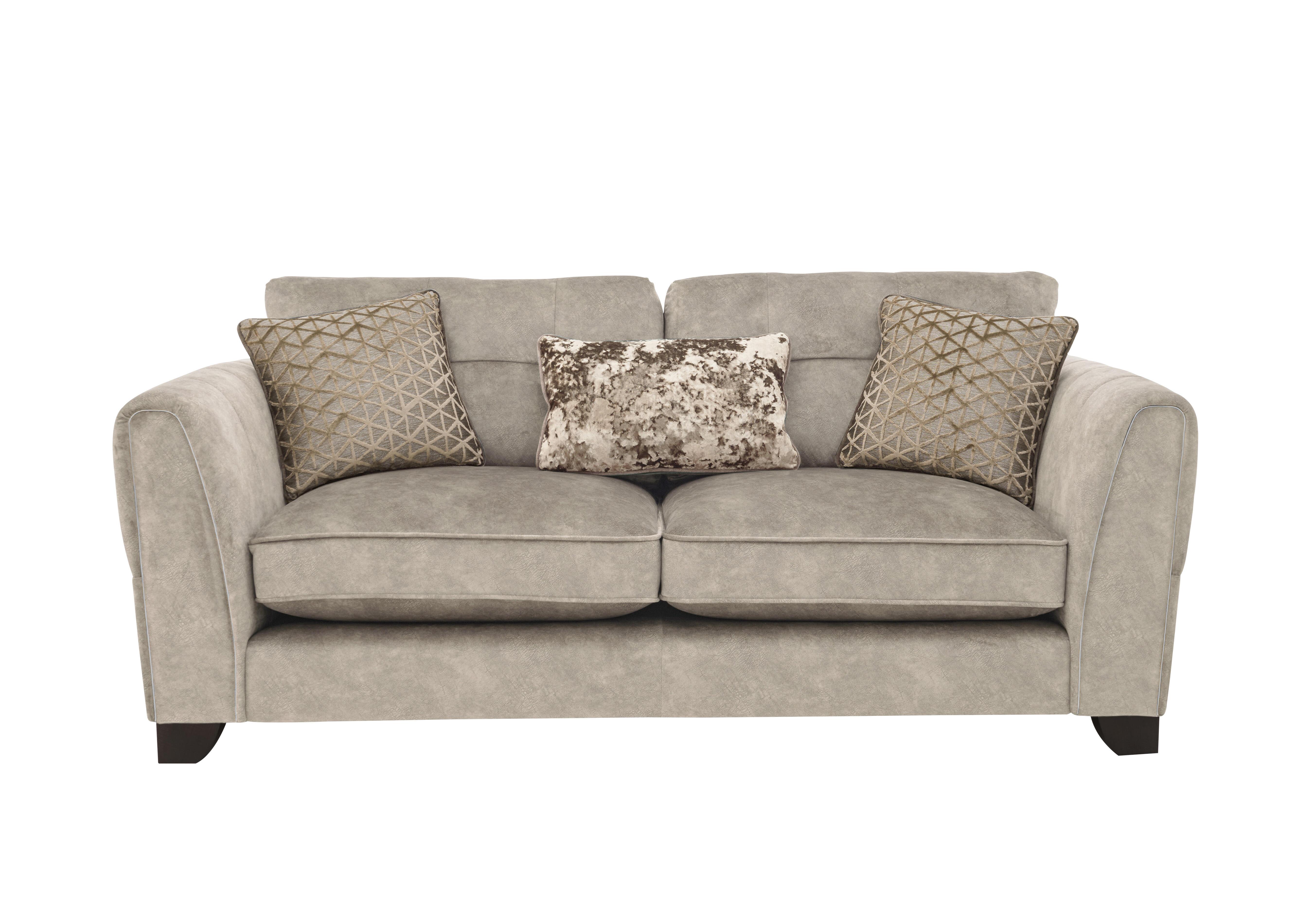 Mariah 3 Seater Fabric Classic Back Sofa in Dapple Cream-Tri Chrome Insert on Furniture Village