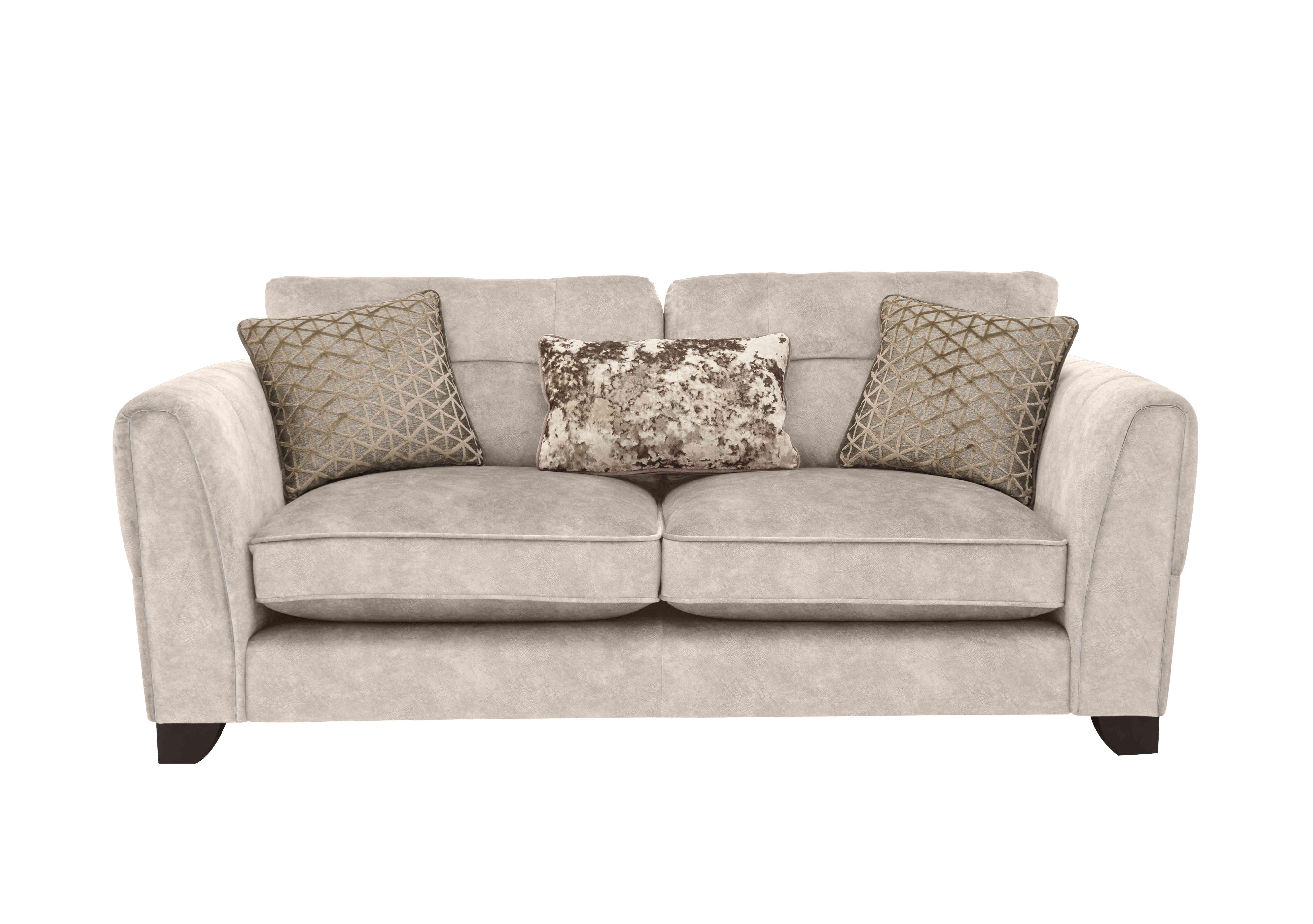 Mariah 3 Seater Fabric Classic Back Sofa in Dapple Ivory-Tri Chrome on Furniture Village