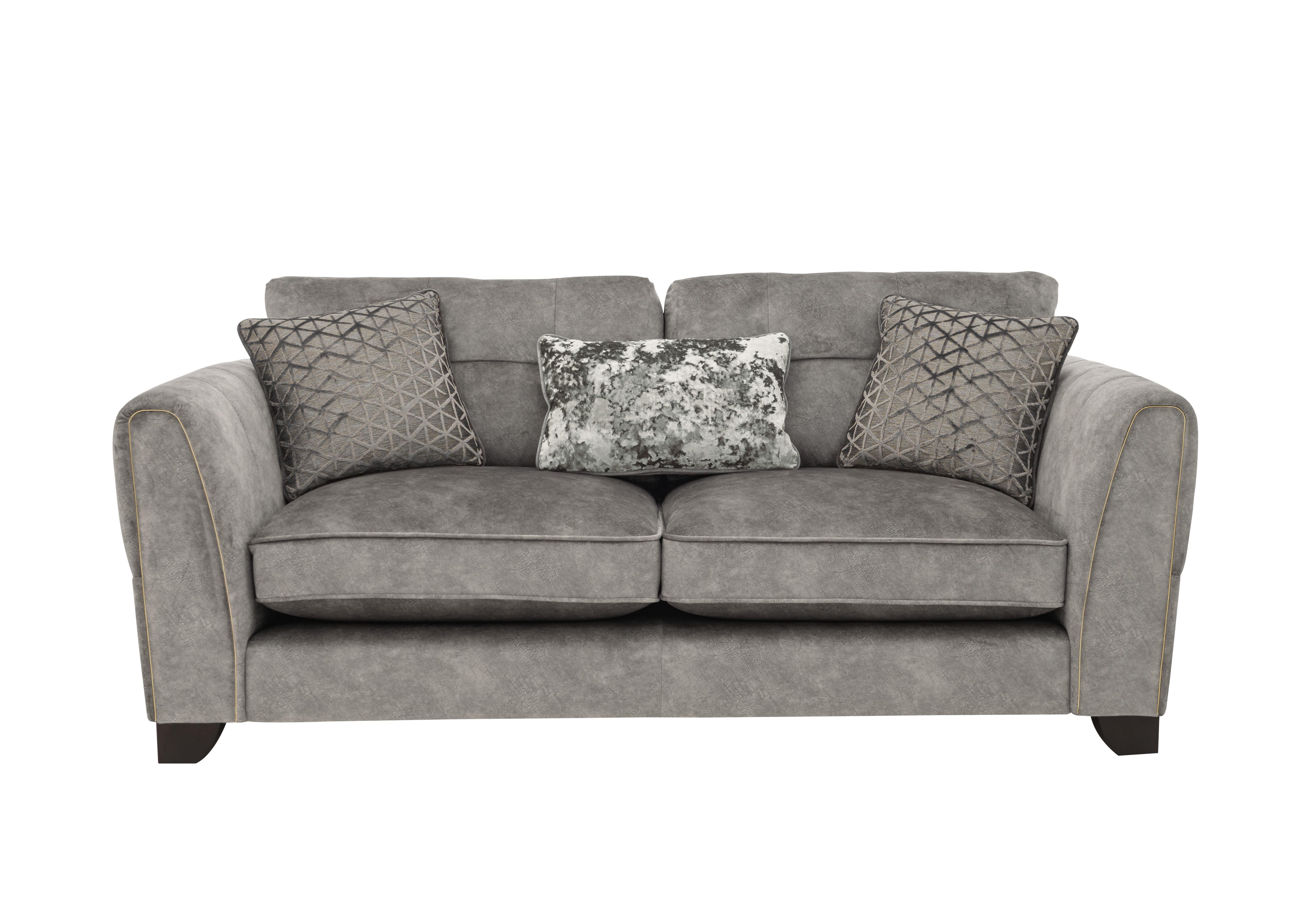 Mariah 3 Seater Fabric Classic Back Sofa in Dapple Silver-Tri Brass on Furniture Village
