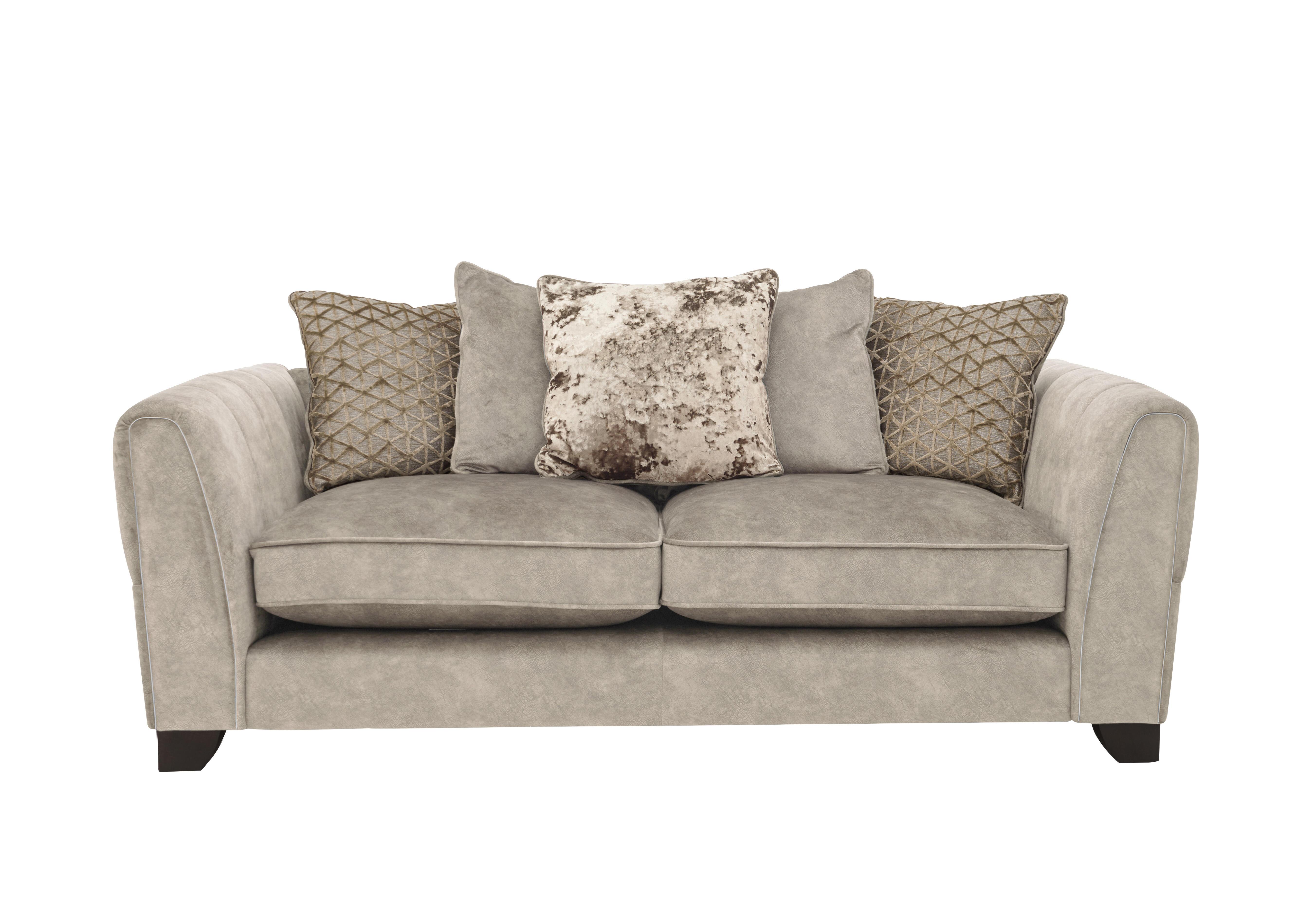 Mariah 3 Seater Fabric Scatter Back Sofa in Dapple Cream-Tri Chrome Insert on Furniture Village