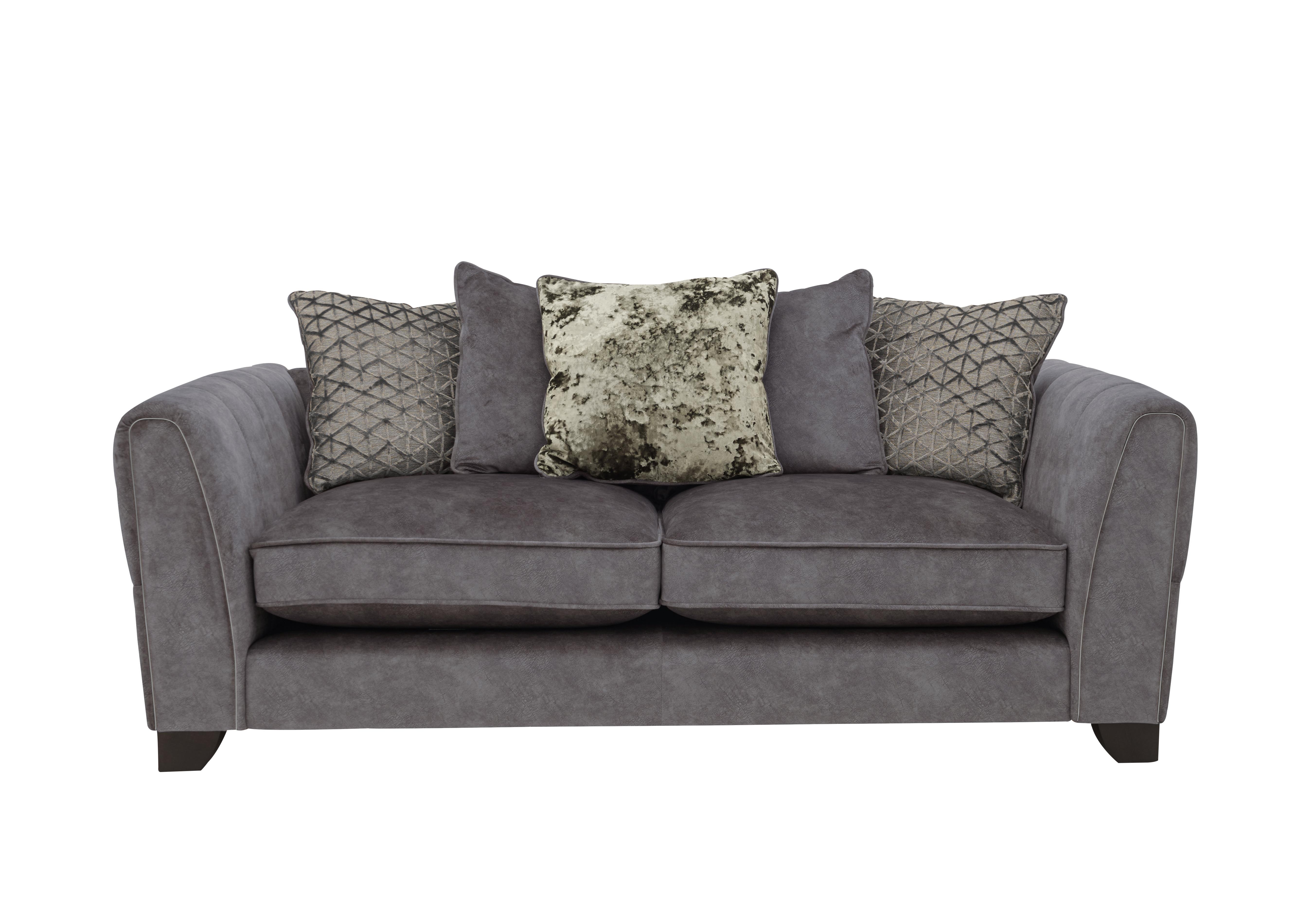 Mariah 3 Seater Fabric Scatter Back Sofa in Dapple Moleskin-Tri Chrome on Furniture Village