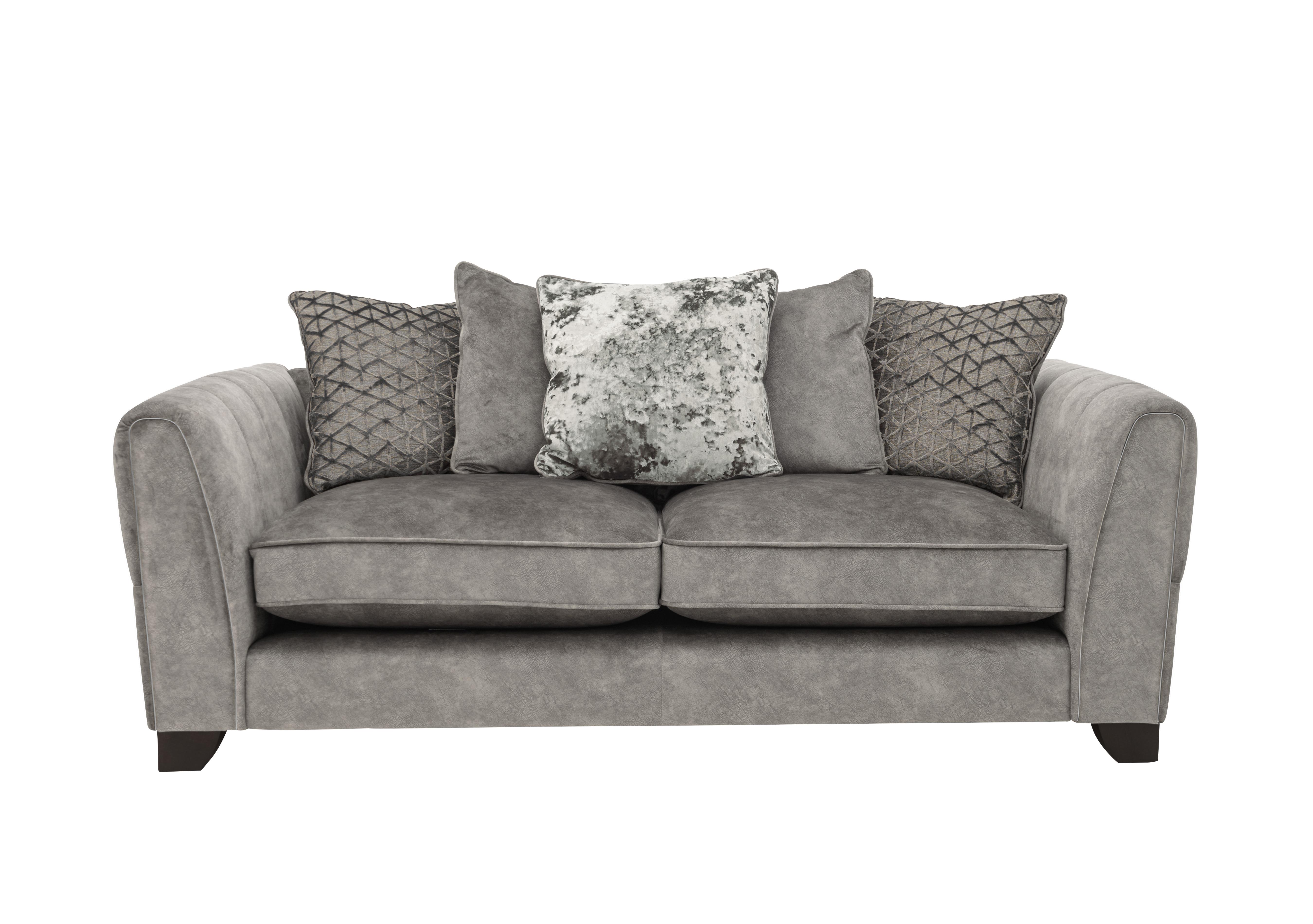 Mariah 3 Seater Fabric Scatter Back Sofa in Dapple Silver-Tri Chrome on Furniture Village