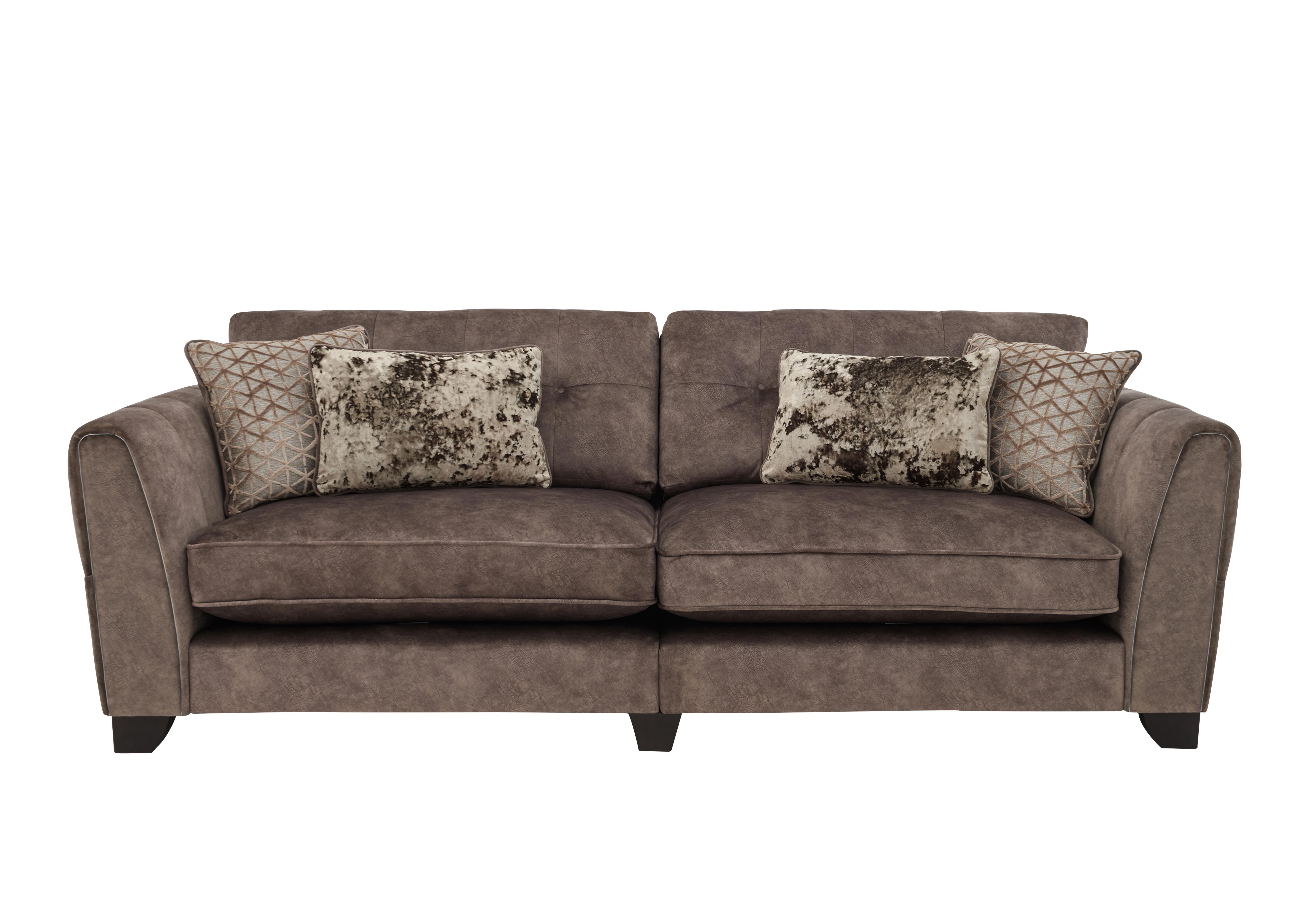 Mariah 4 Seater Fabric Classic Back Split Frame Sofa in Dapple Chocolate-Tri Chrome on Furniture Village