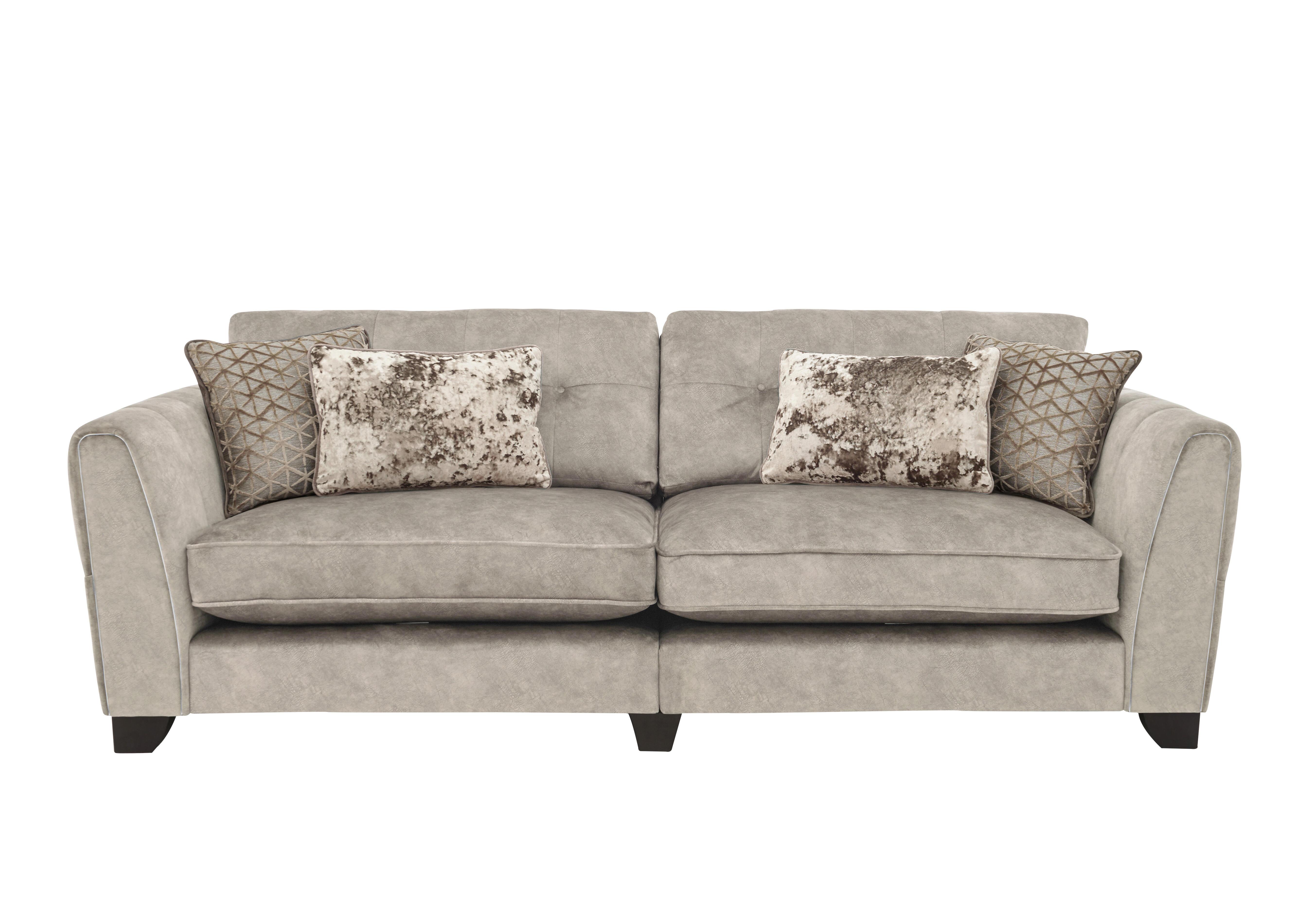 Mariah 4 Seater Fabric Classic Back Split Frame Sofa in Dapple Cream-Tri Chrome Insert on Furniture Village