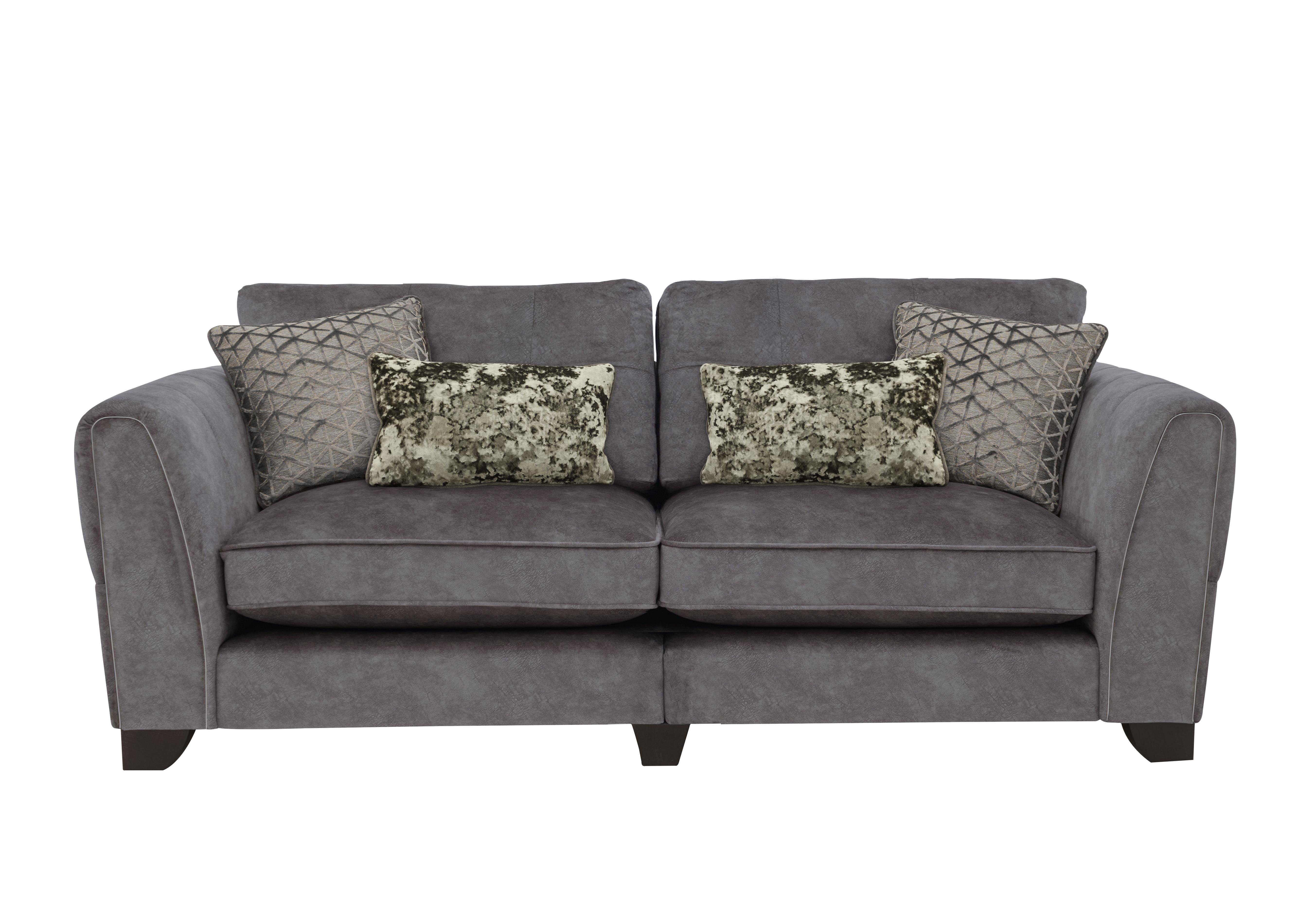Mariah 4 Seater Fabric Classic Back Split Frame Sofa in Dapple Moleskin-Tri Chrome on Furniture Village