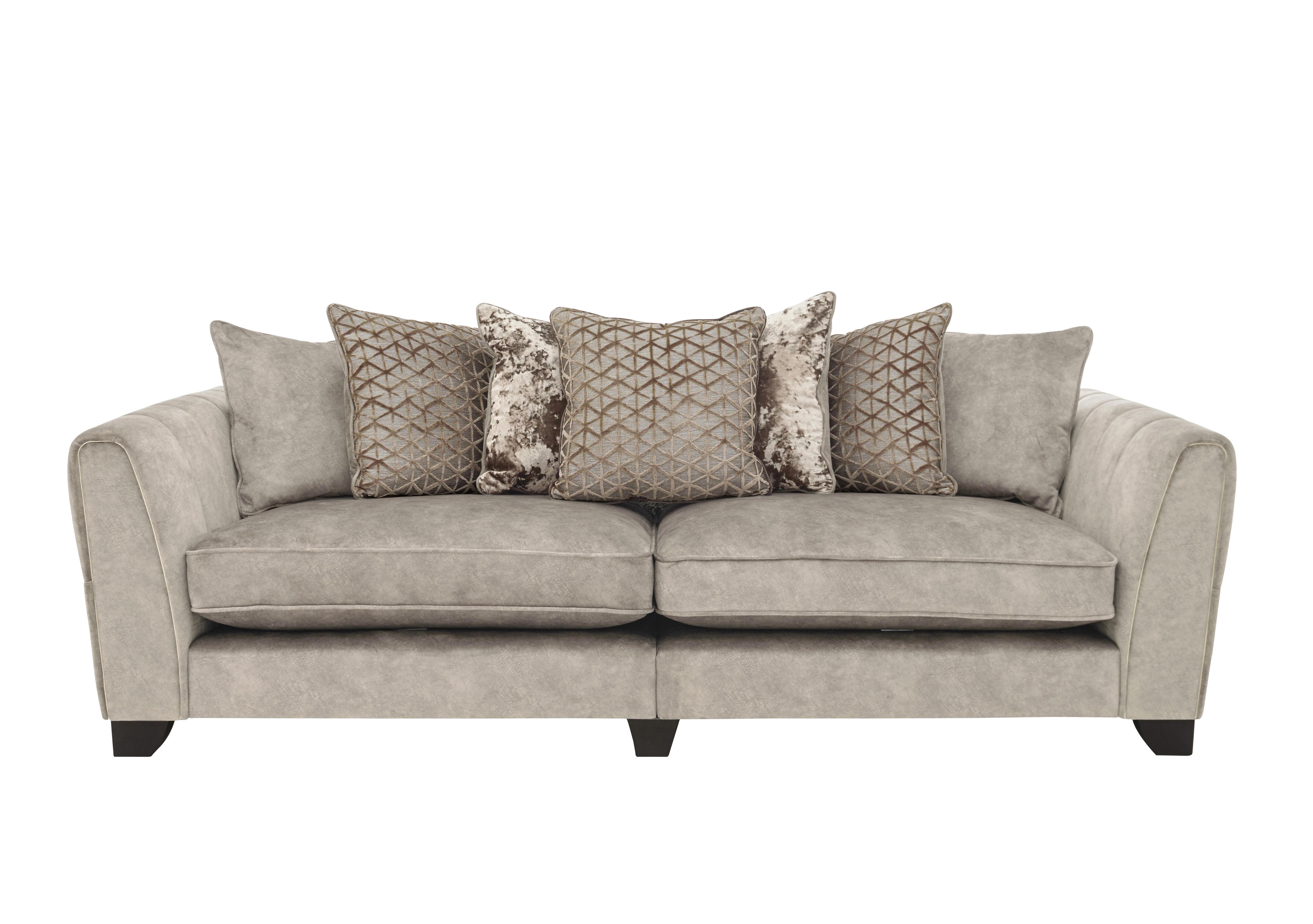 Mariah 4 Seater Fabric Scatter Back Split Frame Sofa in Dapple Cream-Tri Brass Insert on Furniture Village
