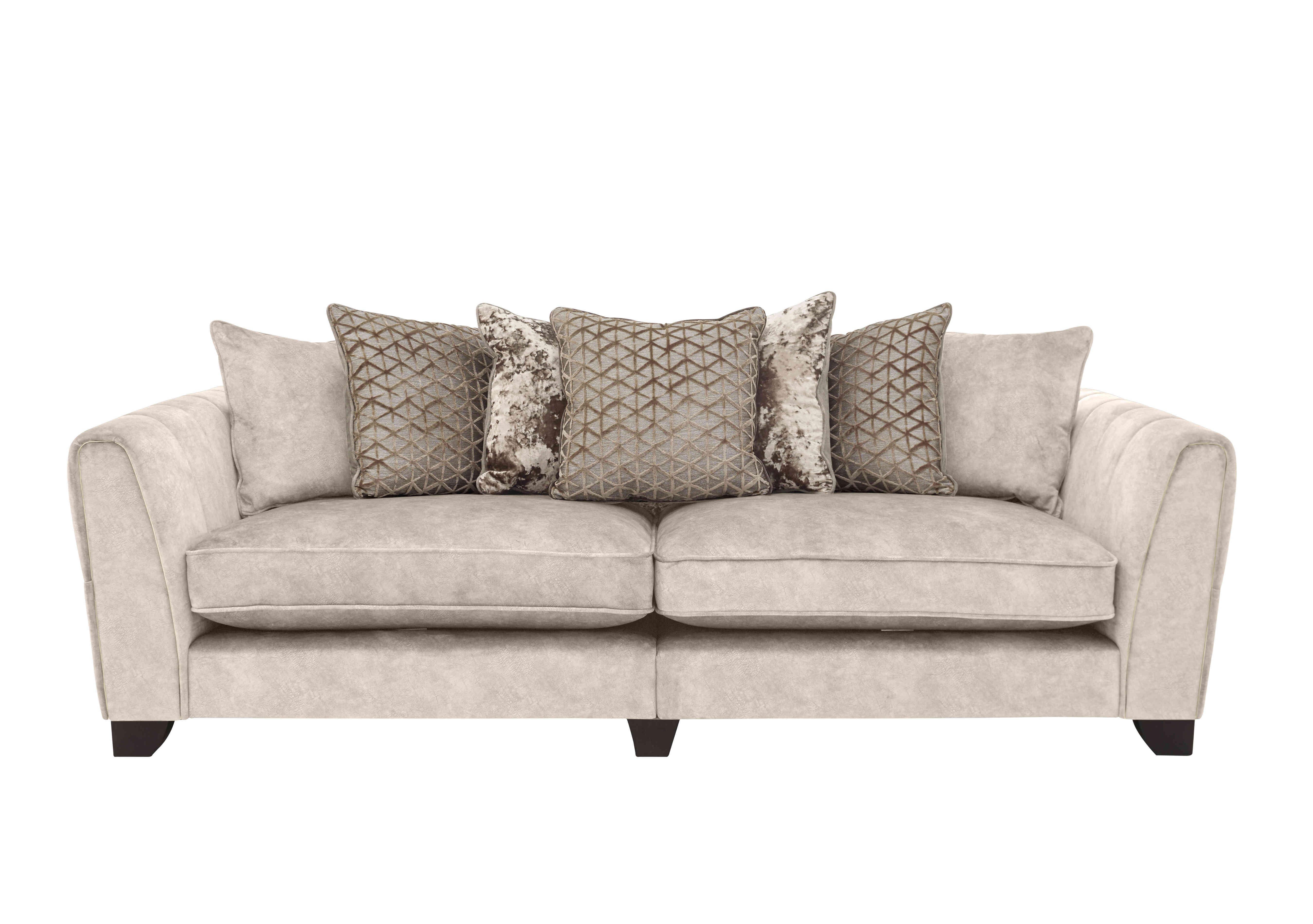 Oh So Glam Mariah 4 Seater Fabric Pillow Back Split Frame Sofa in Dapple Cream-Tri Brass Insert on Furniture Village