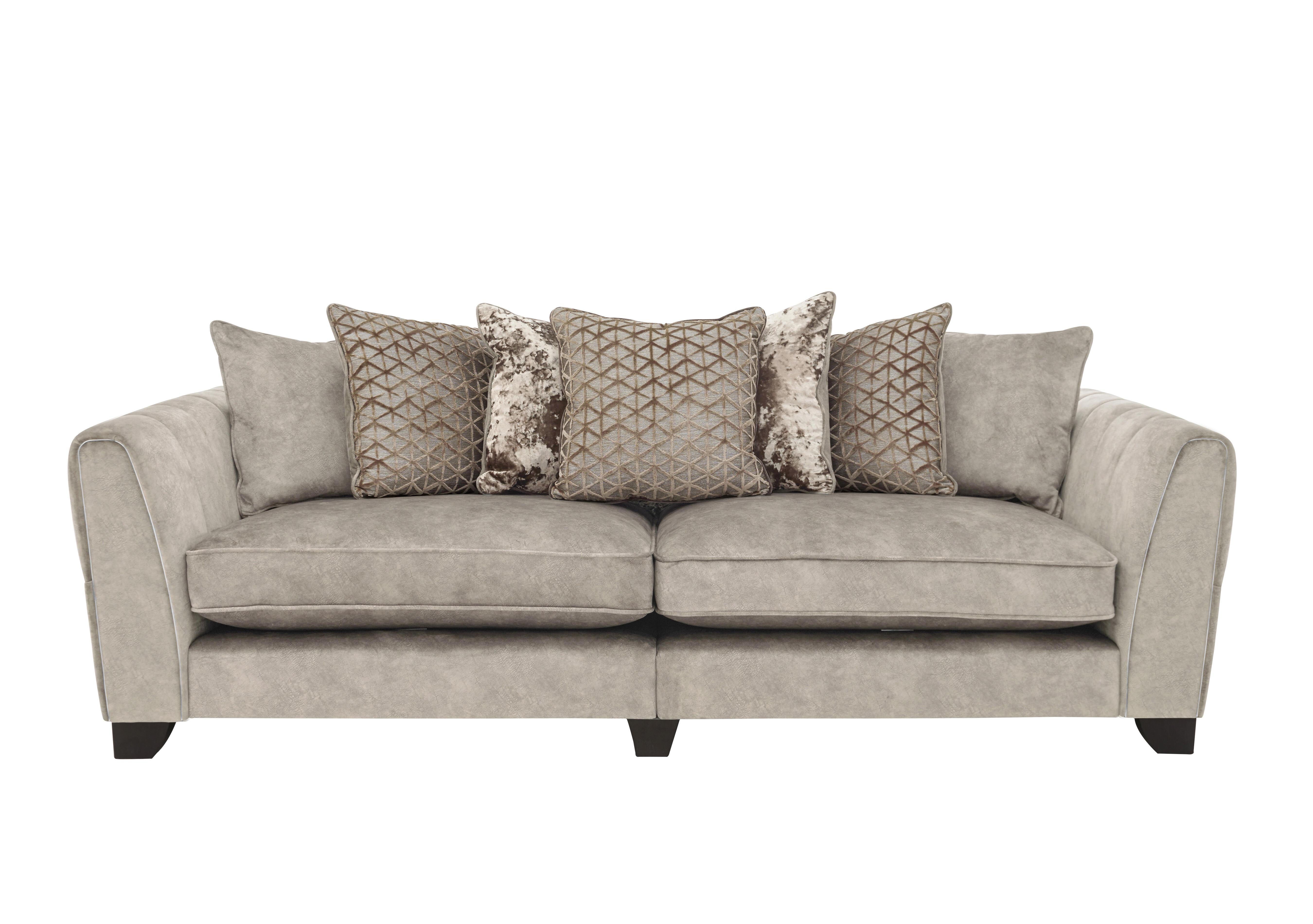 Mariah 4 Seater Fabric Scatter Back Split Frame Sofa in Dapple Cream-Tri Chrome Insert on Furniture Village