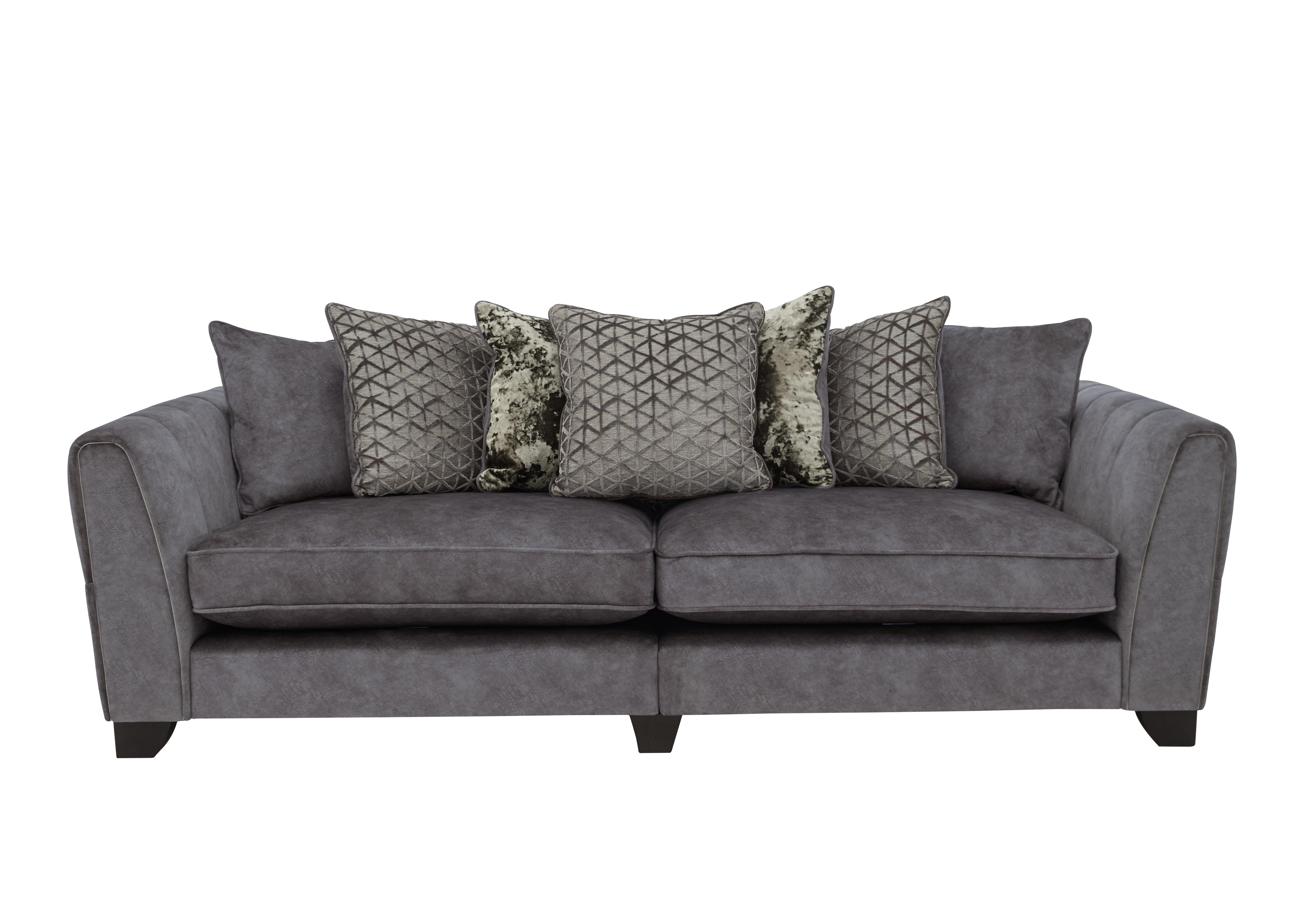 Mariah 4 Seater Fabric Scatter Back Split Frame Sofa in Dapple Moleskin-Tri Chrome on Furniture Village
