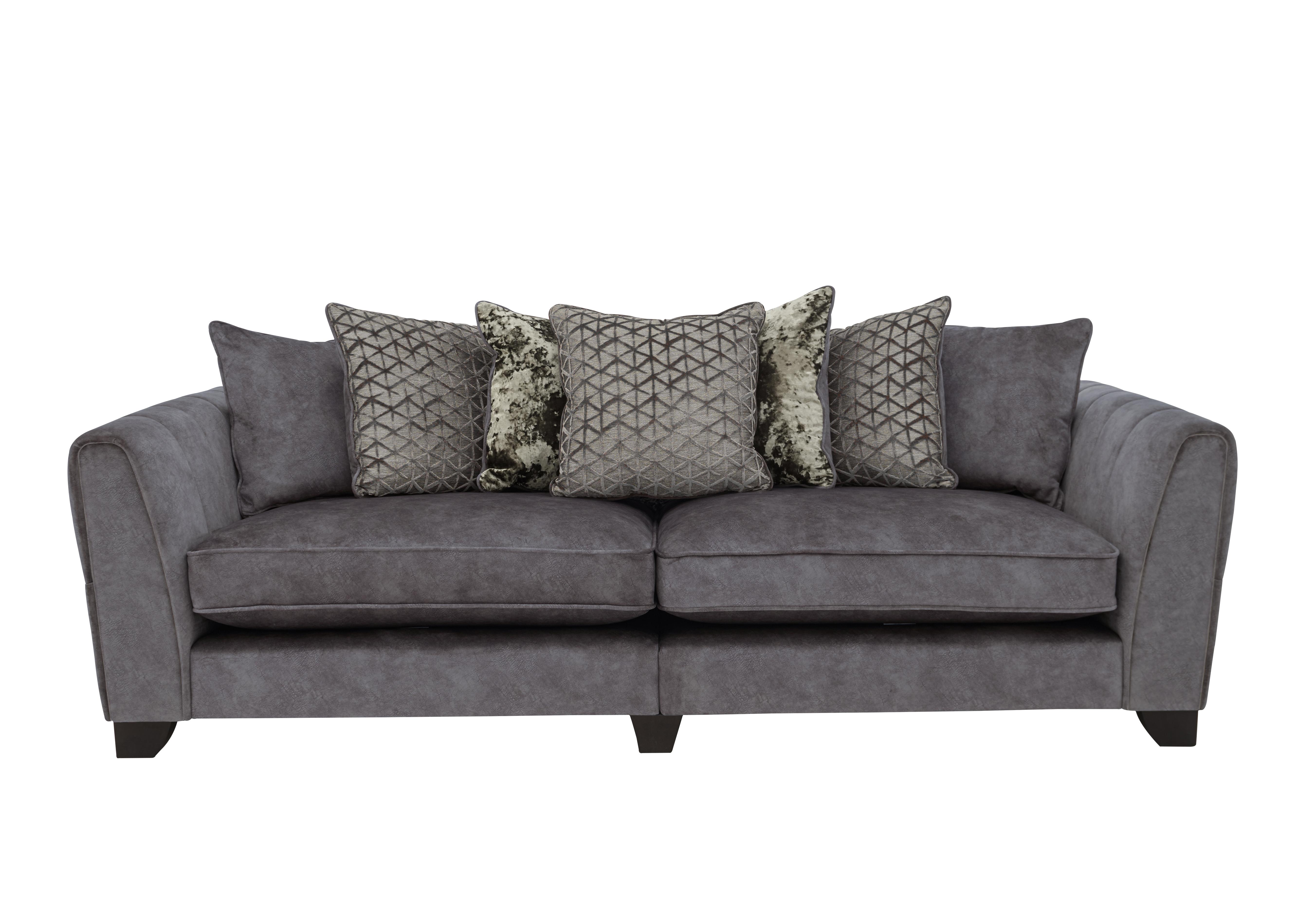 Oh So Glam Mariah 4 Seater Fabric Pillow Back Split Frame Sofa in Dapple Moleskin-Tri No Insert on Furniture Village