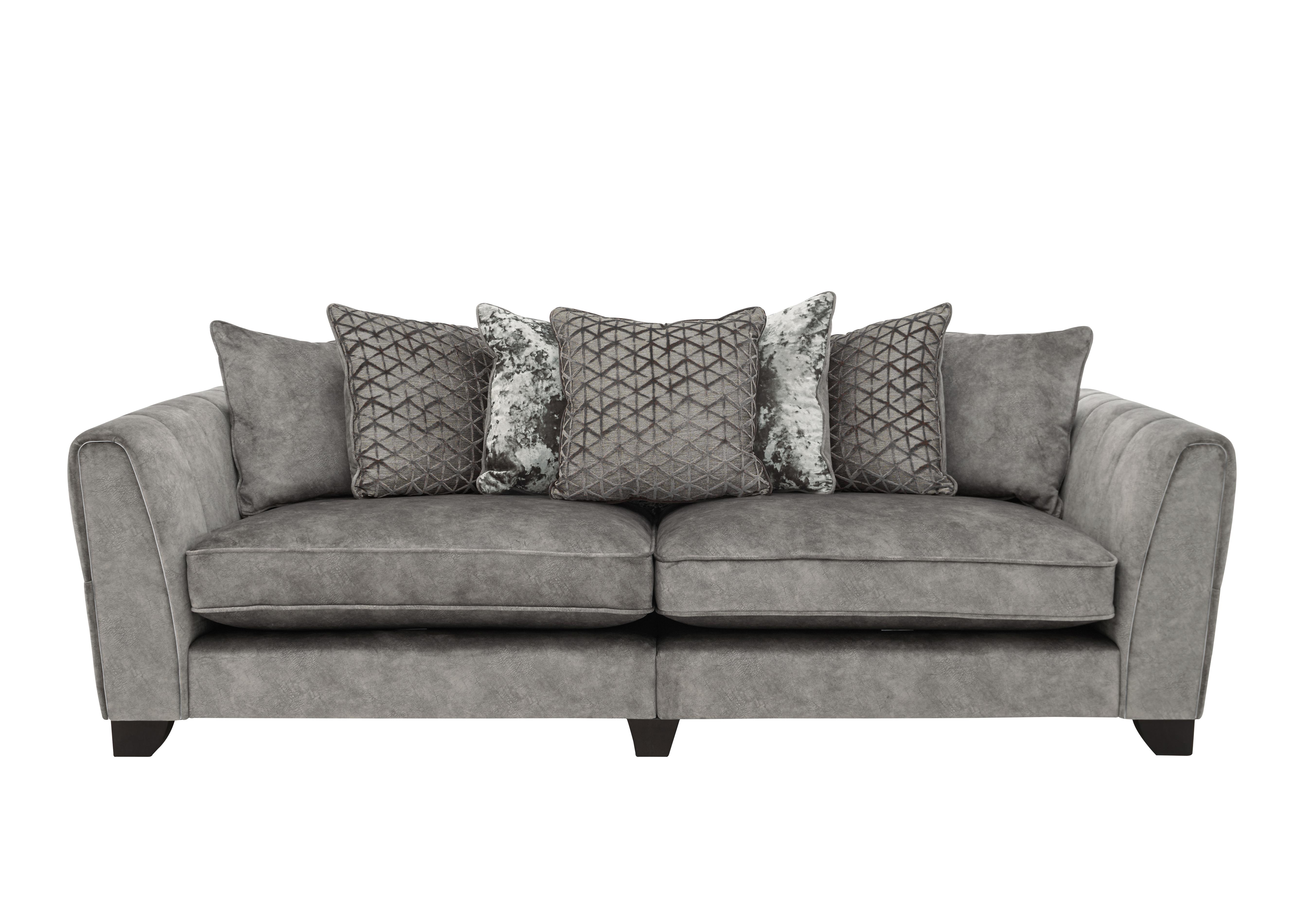 Mariah 4 Seater Fabric Scatter Back Split Frame Sofa in Dapple Silver-Tri Chrome on Furniture Village