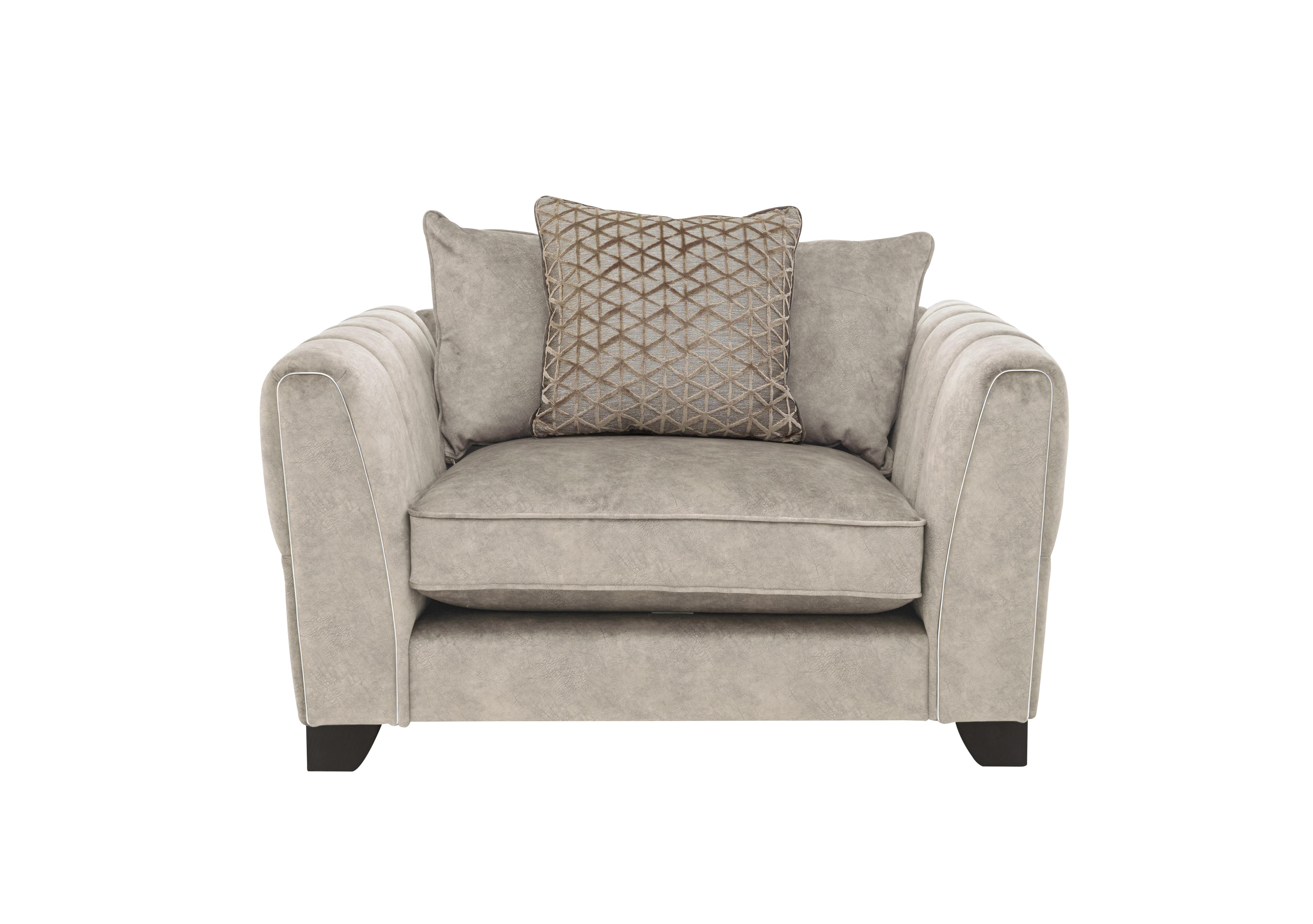 Mariah Pillow Back Fabric Snuggler Chair in Dapple Cream-Tri Chrome Insert on Furniture Village