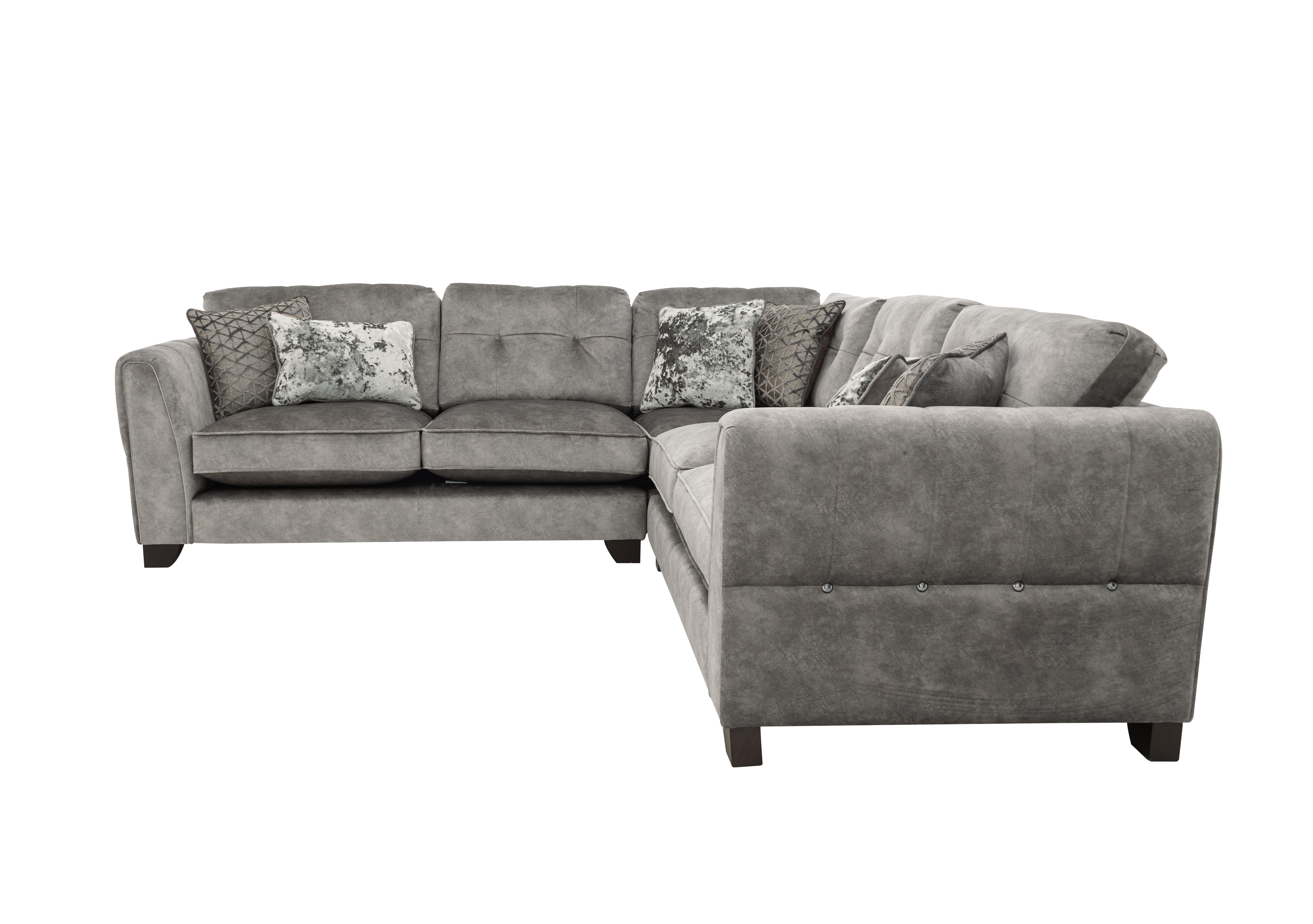 Mariah Large Fabric Classic Back Corner Sofa in Dapple Silver-Tri Chrome on Furniture Village