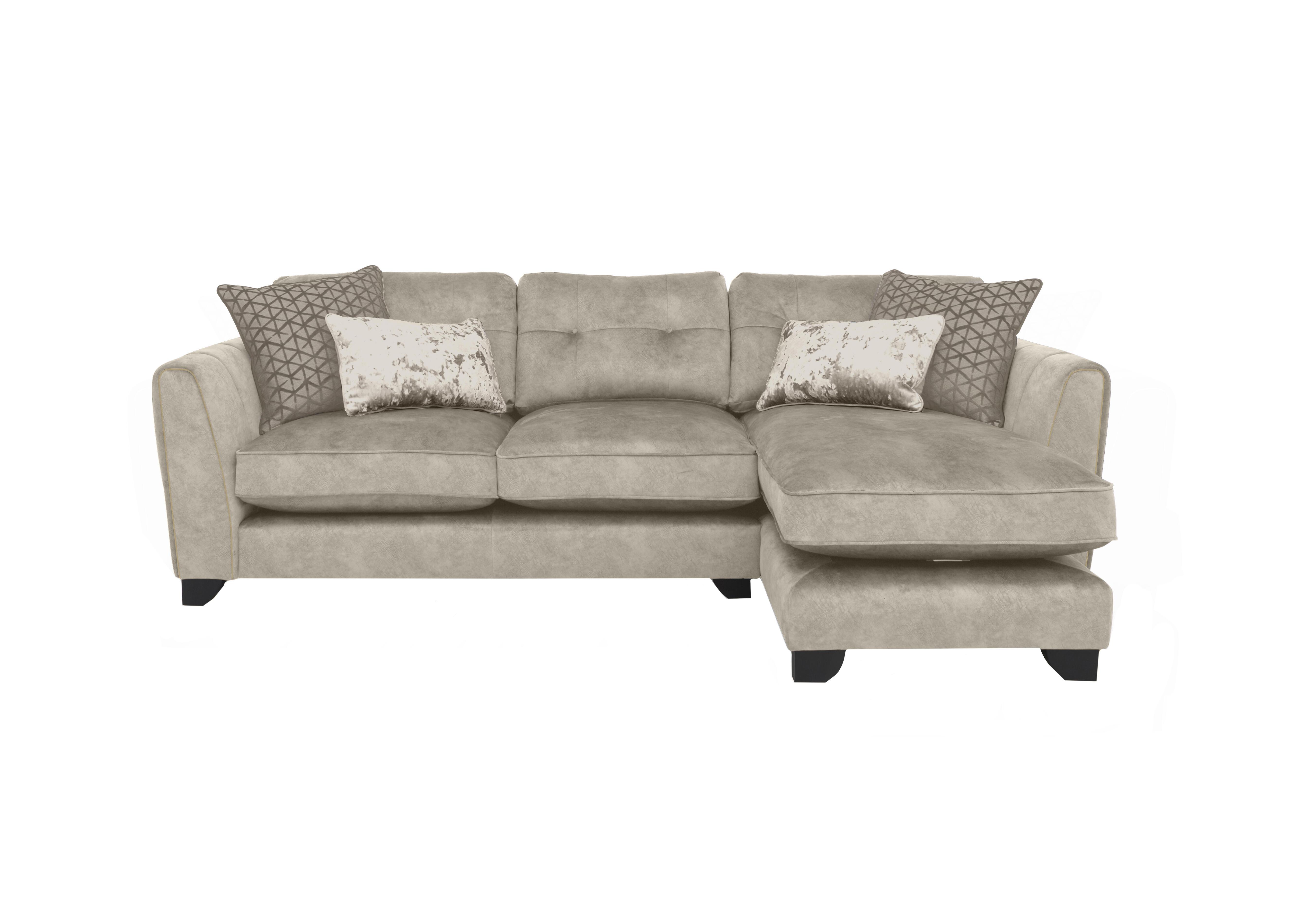 Mariah Fabric Classic Back Chaise End Sofa in Dapple Cream-Tri Brass Insert on Furniture Village