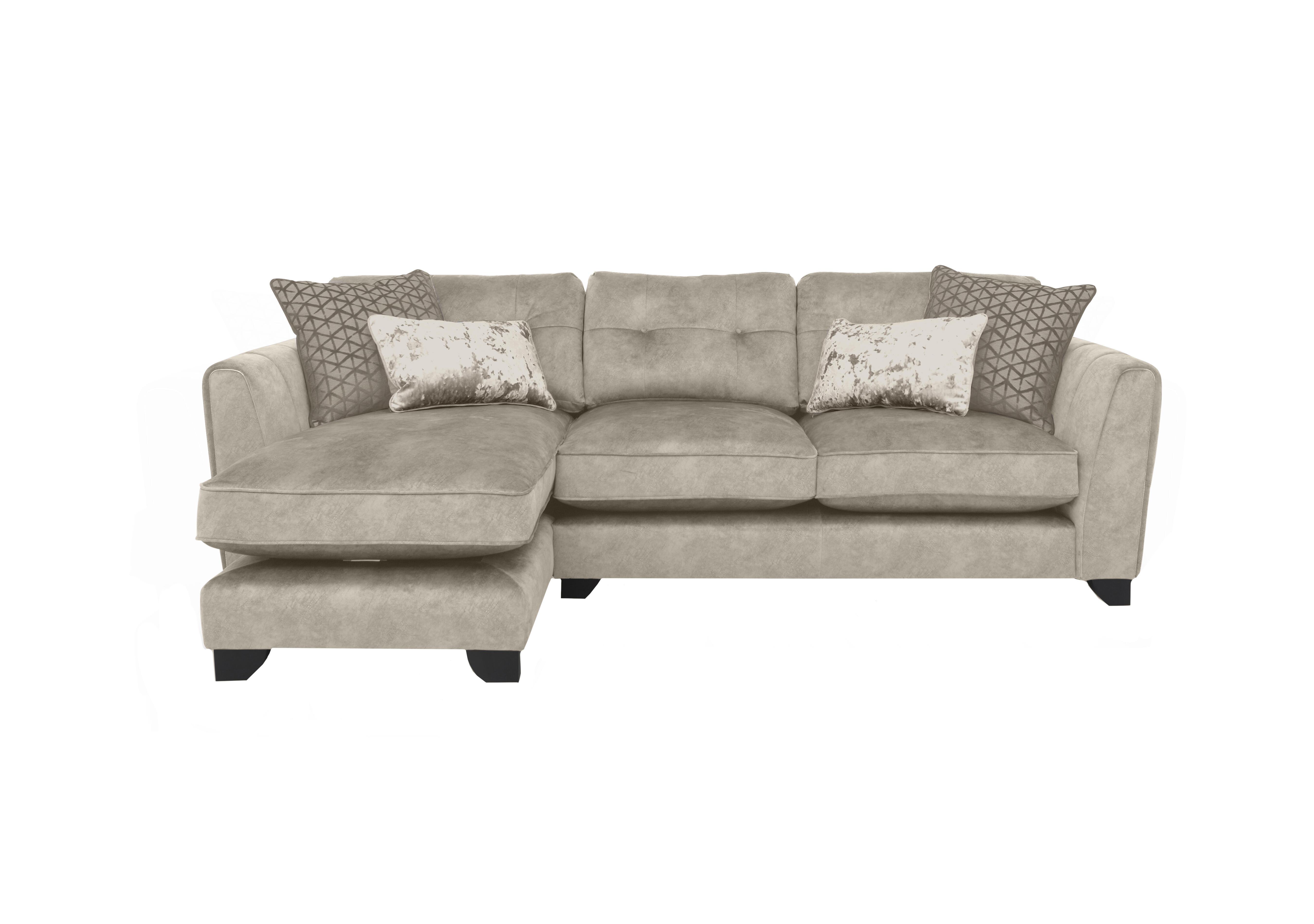 Mariah Fabric Classic Back Chaise End Sofa in Dapple Cream-Tri Chrome Insert on Furniture Village