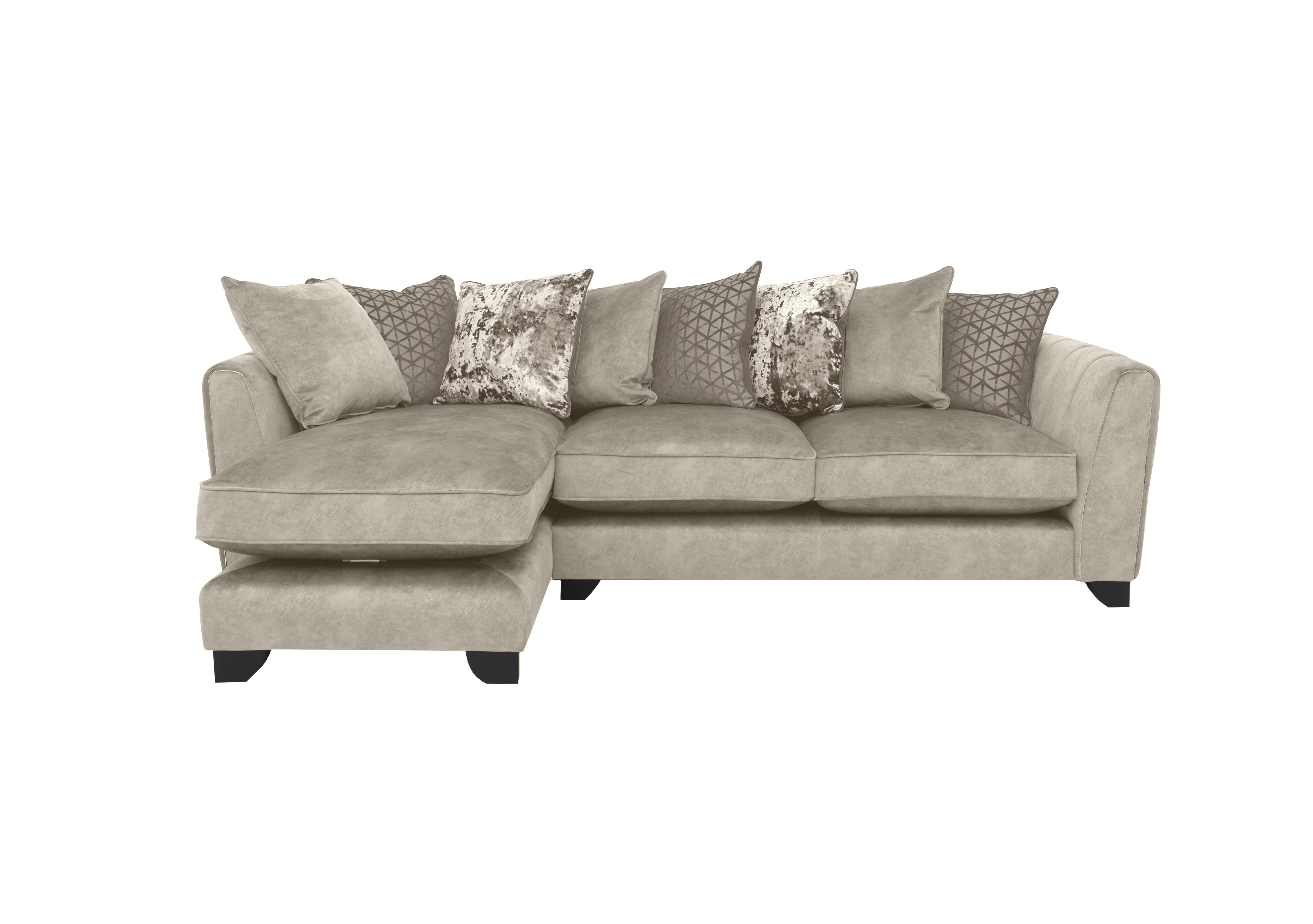 Mariah Fabric Scatter Back Chaise End Sofa in Dapple Cream-Tri Chrome Insert on Furniture Village