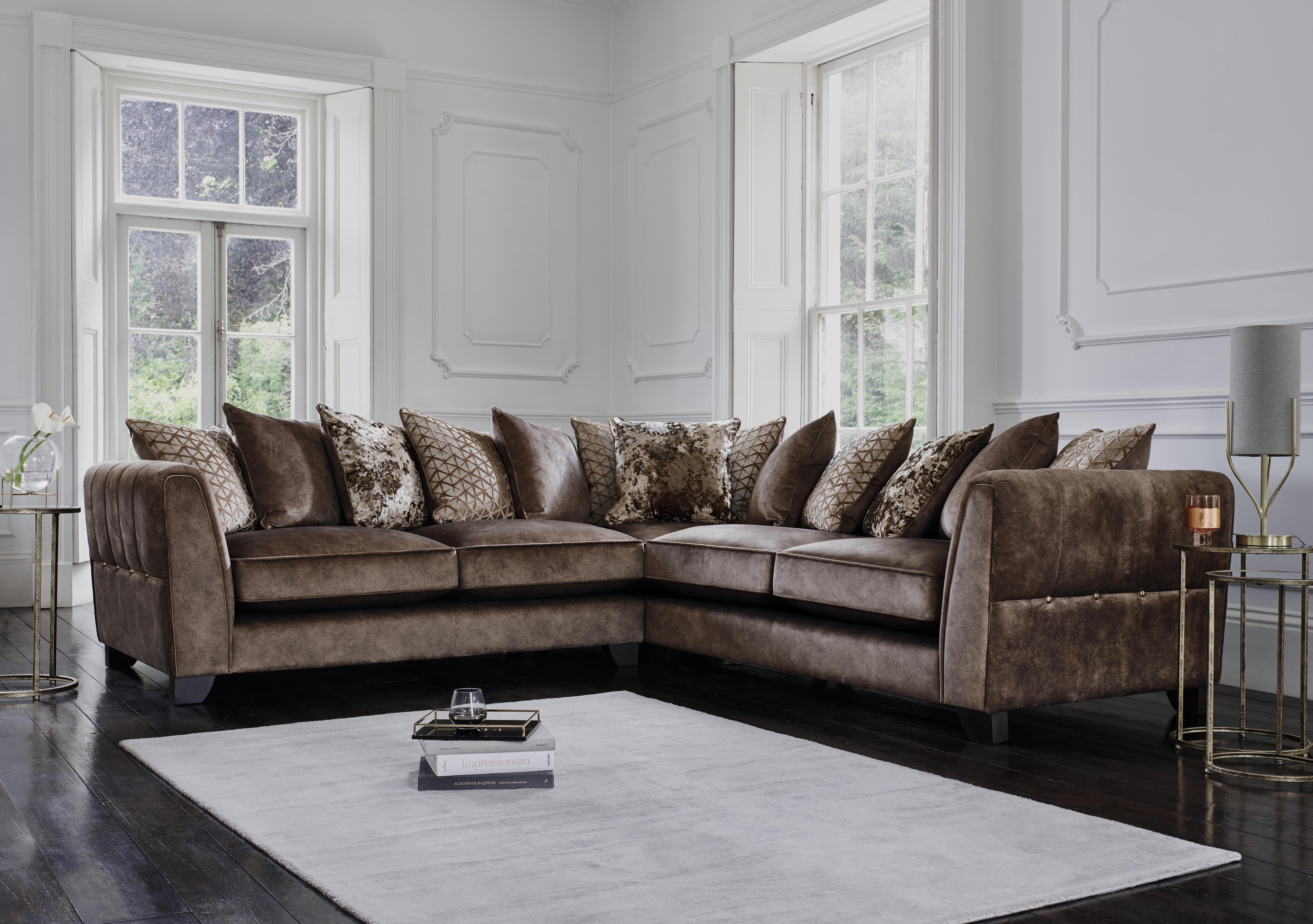 Mariah Large Fabric Pillow Back Corner Sofa in  on Furniture Village