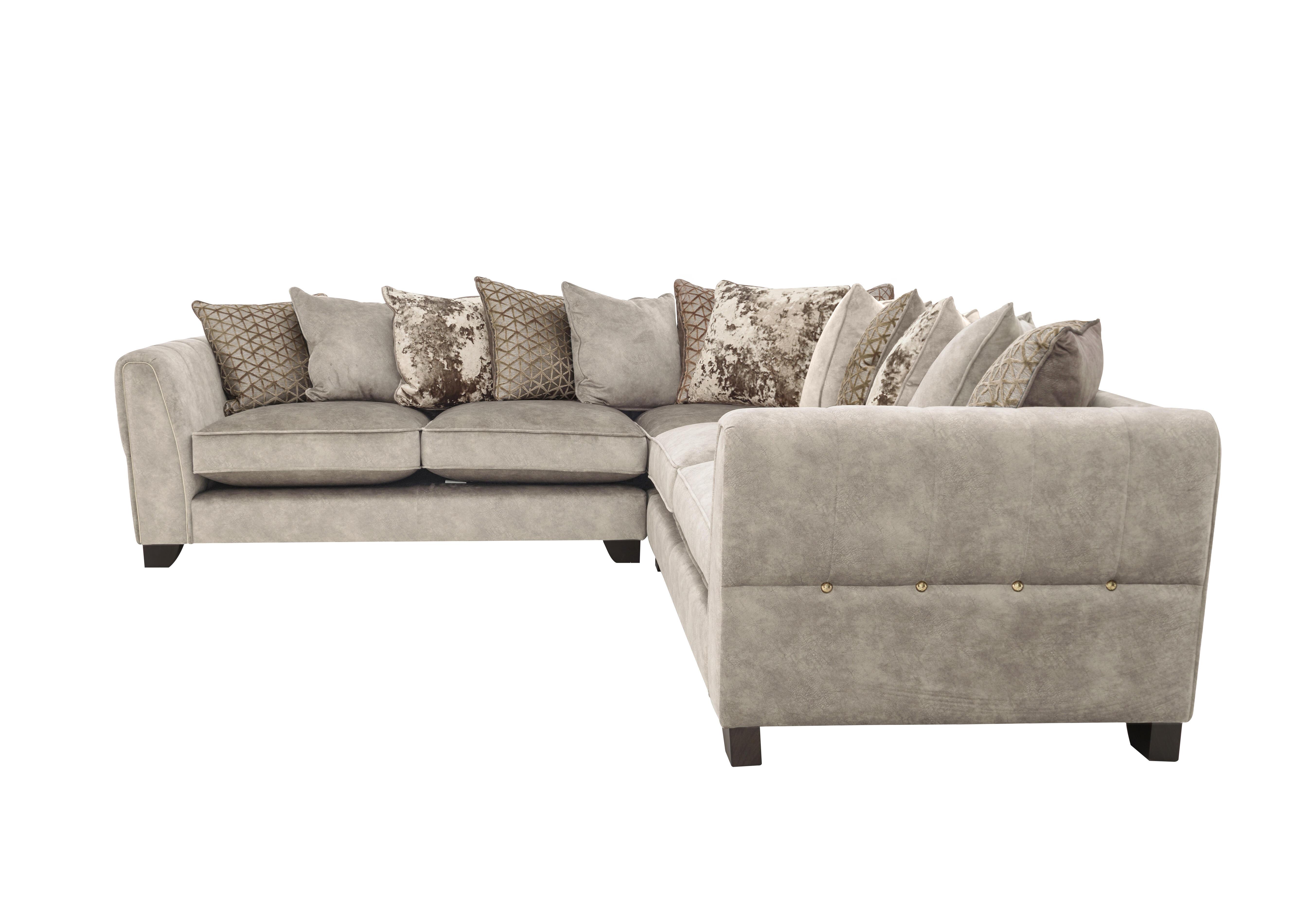 Mariah Large Fabric Scatter Back Corner Sofa in Dapple Cream-Tri Brass Insert on Furniture Village