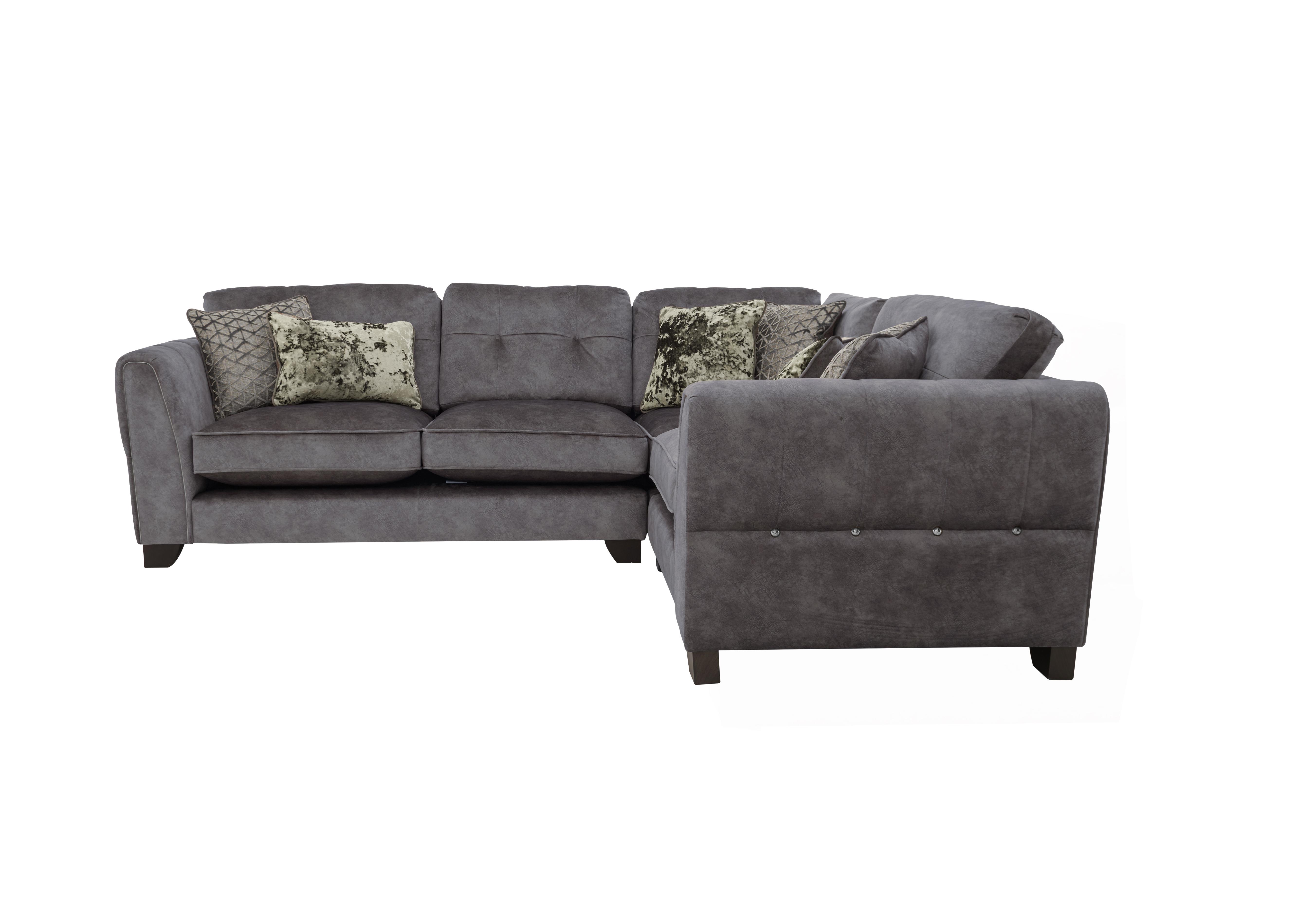 Mariah Small Fabric Classic Back Corner Sofa in Dapple Moleskin-Tri Chrome on Furniture Village