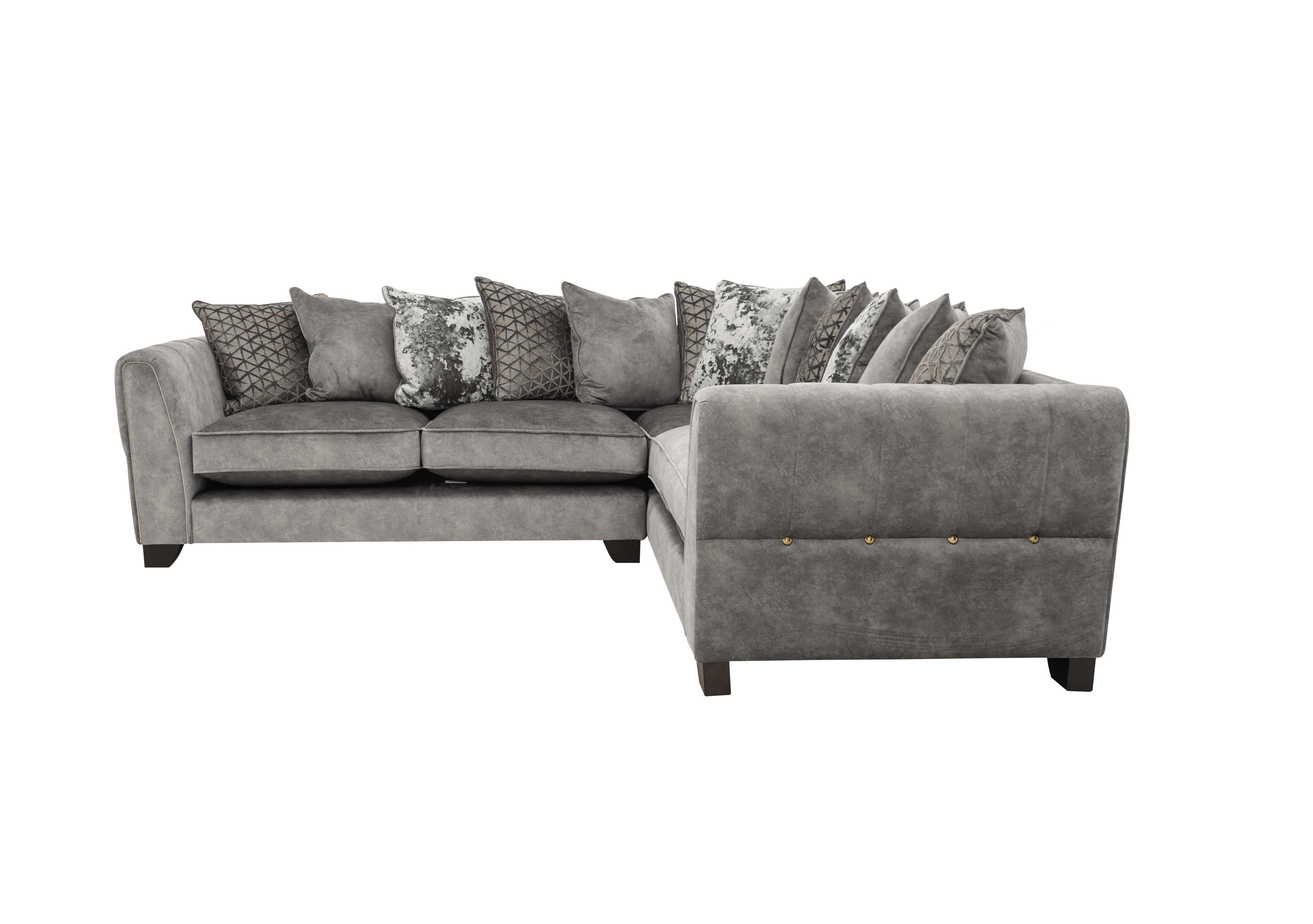 Mariah Small Fabric Scatter Back Corner Sofa in Dapple Silver-Tri Brass on Furniture Village