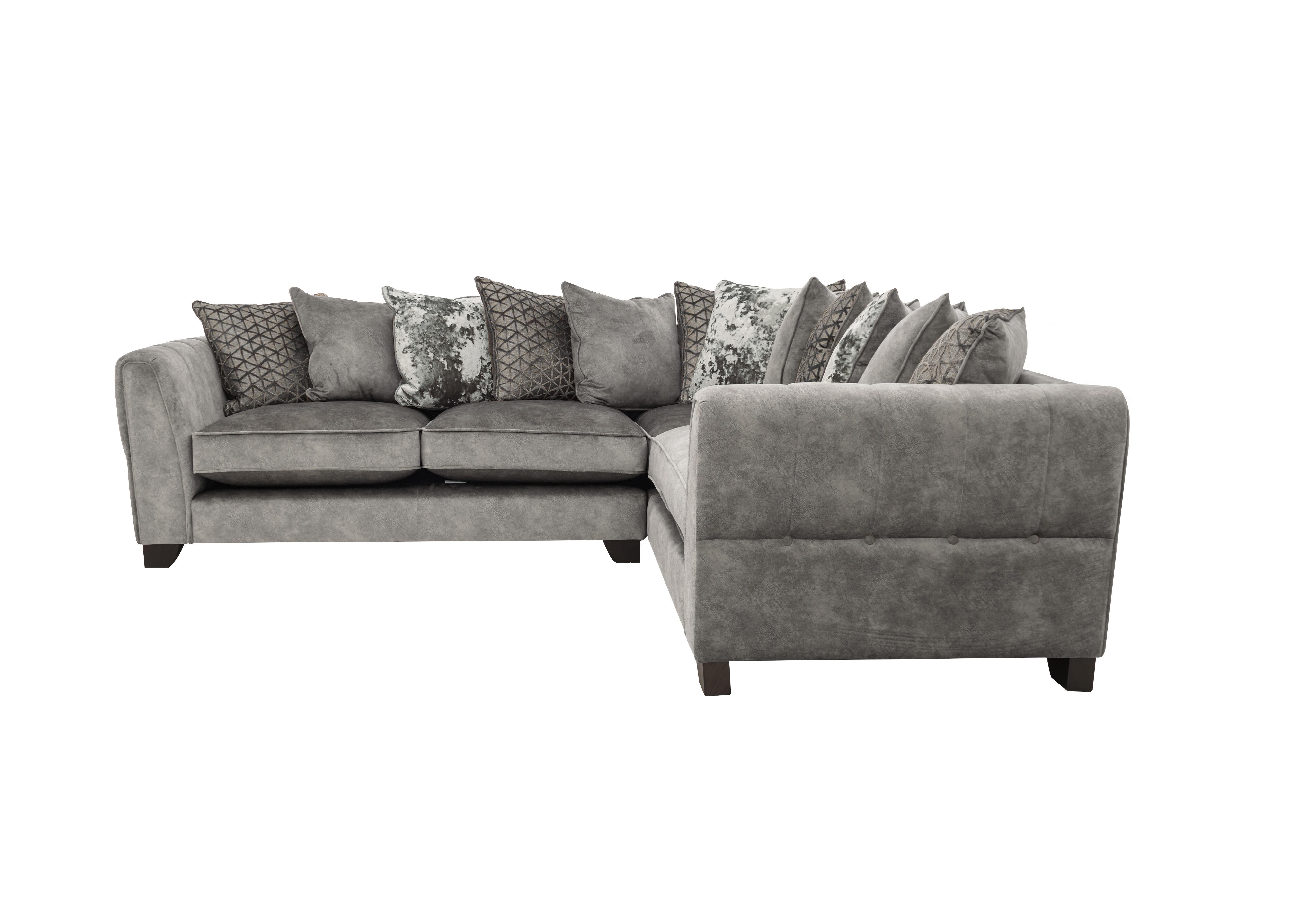 Mariah Small Fabric Pillow Back Corner Sofa in Dapple Silver-Tri No Insert on Furniture Village